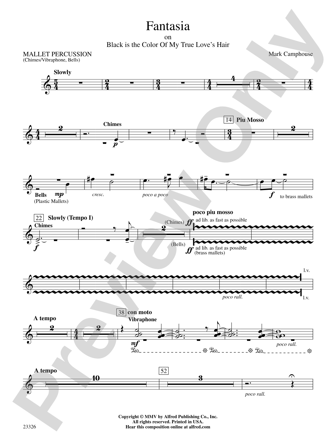 Fantasia (on "Black Is the Color of My True Love's Hair"): Mallets