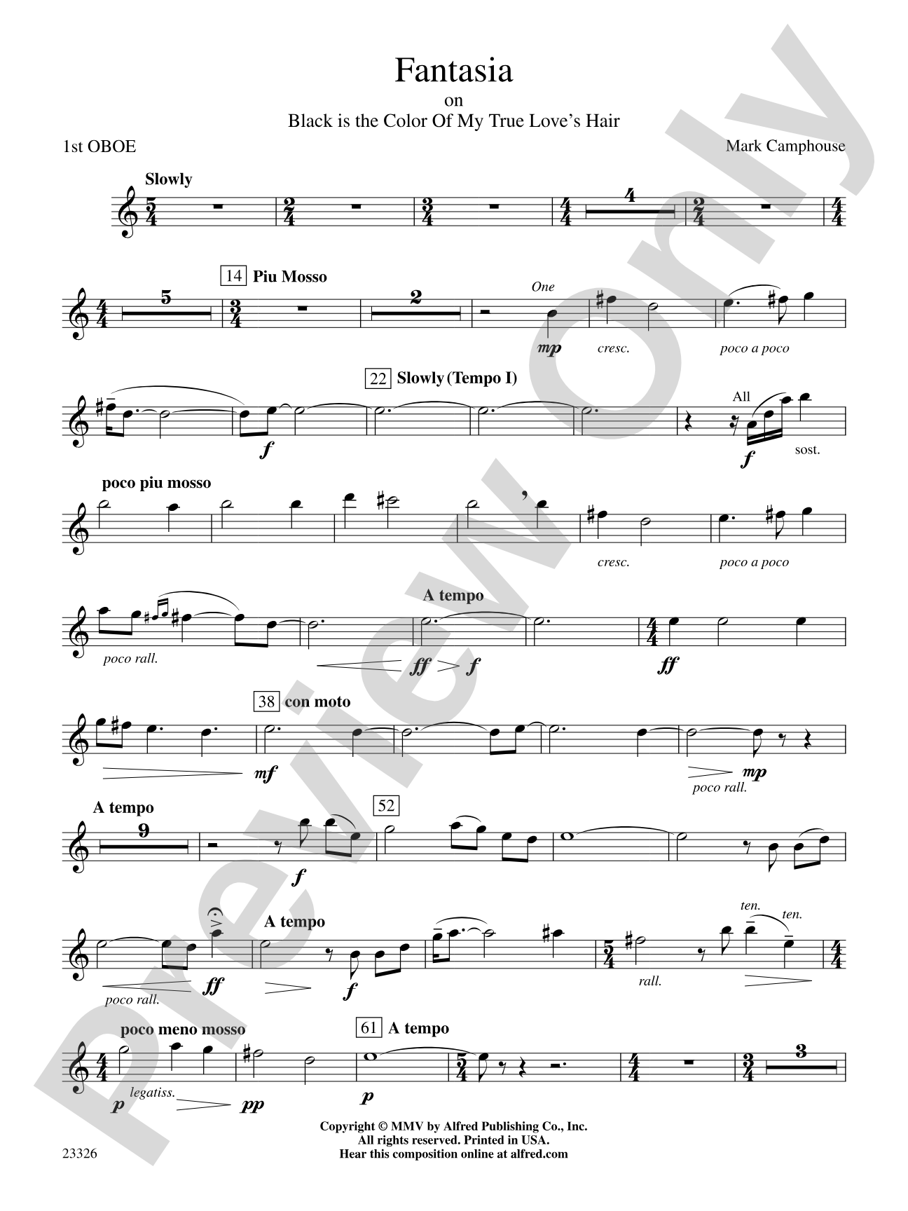 Fantasia (on "Black Is the Color of My True Love's Hair"): Oboe