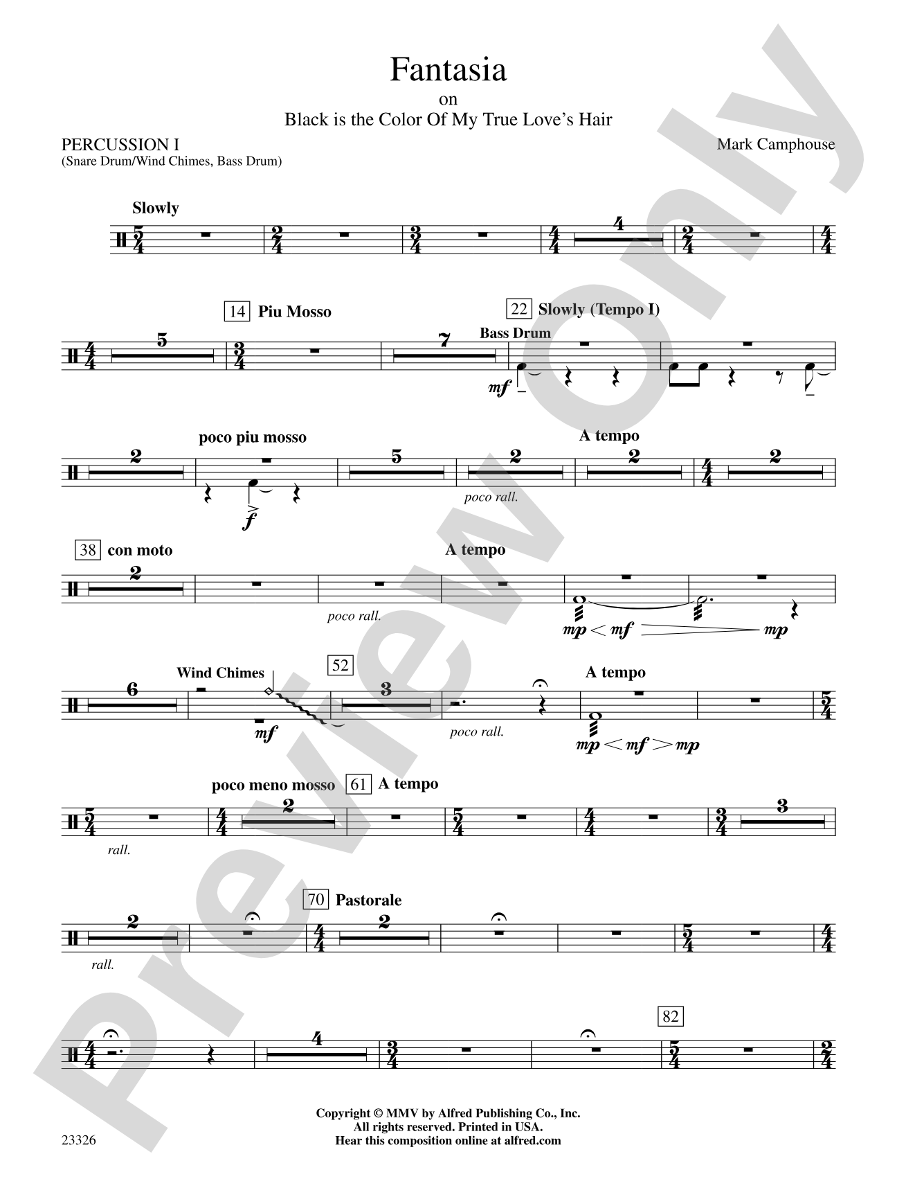 Fantasia (on "Black Is the Color of My True Love's Hair"): 1st Percussion