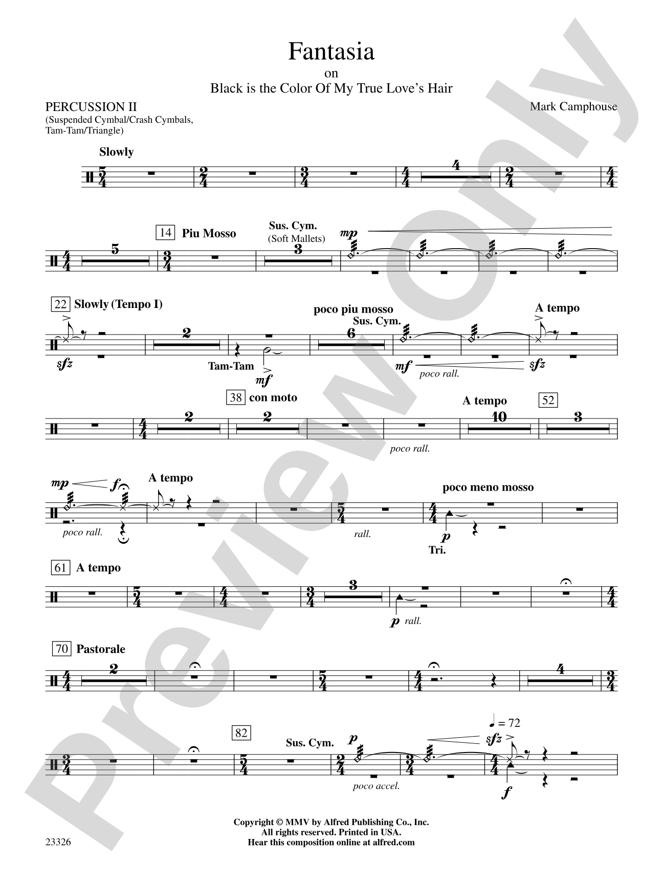 Fantasia (on "Black Is the Color of My True Love's Hair"): 2nd Percussion
