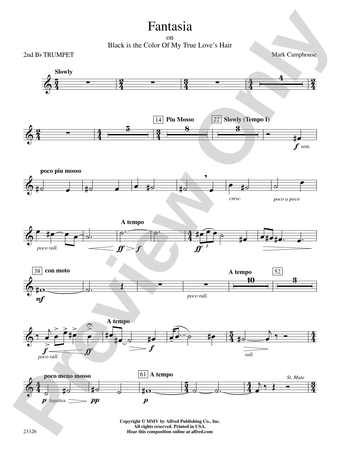 Fantasia (on "Black Is the Color of My True Love's Hair"): 2nd B-flat Trumpet