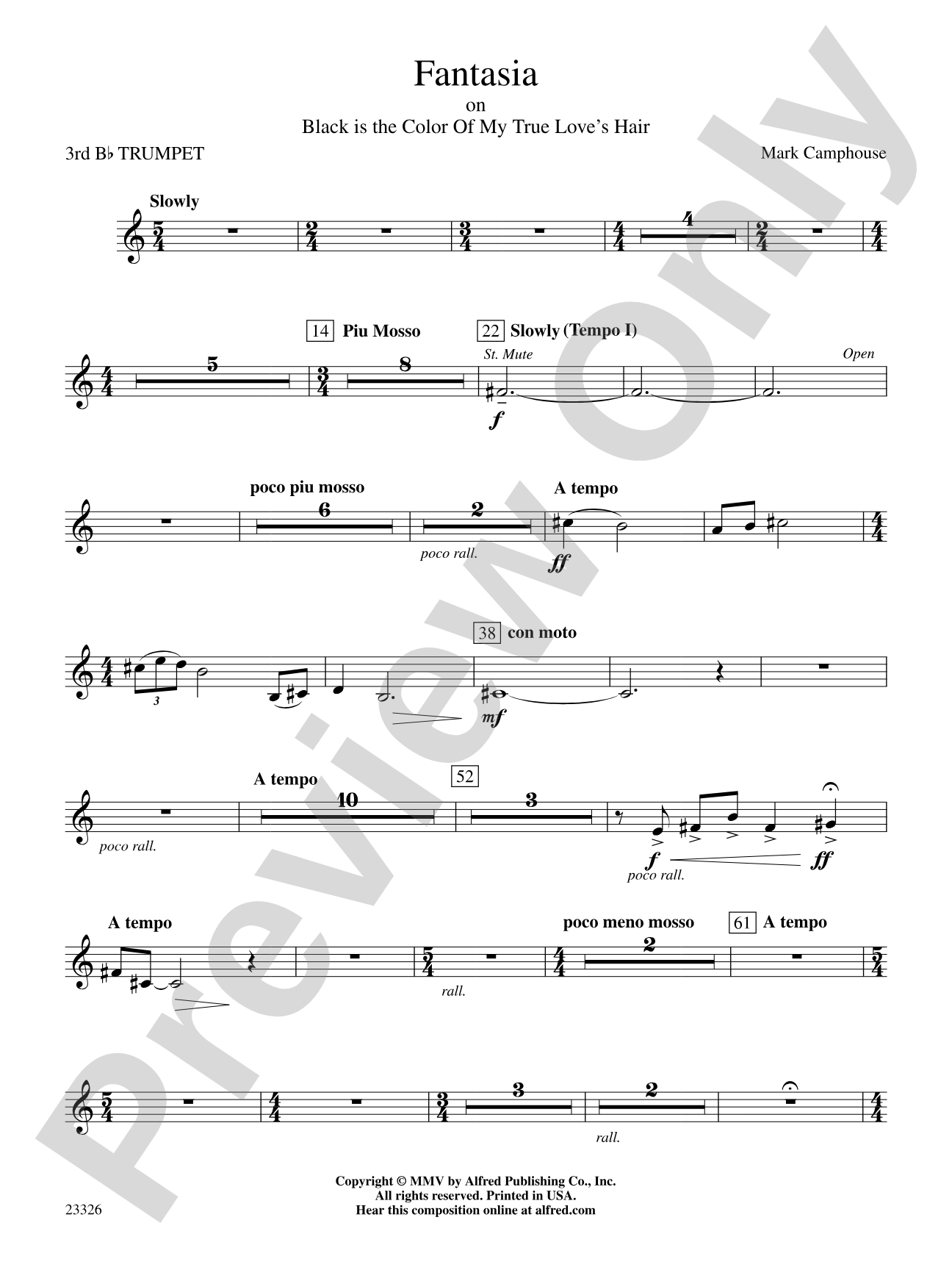 Fantasia (on "Black Is the Color of My True Love's Hair"): 3rd B-flat Trumpet
