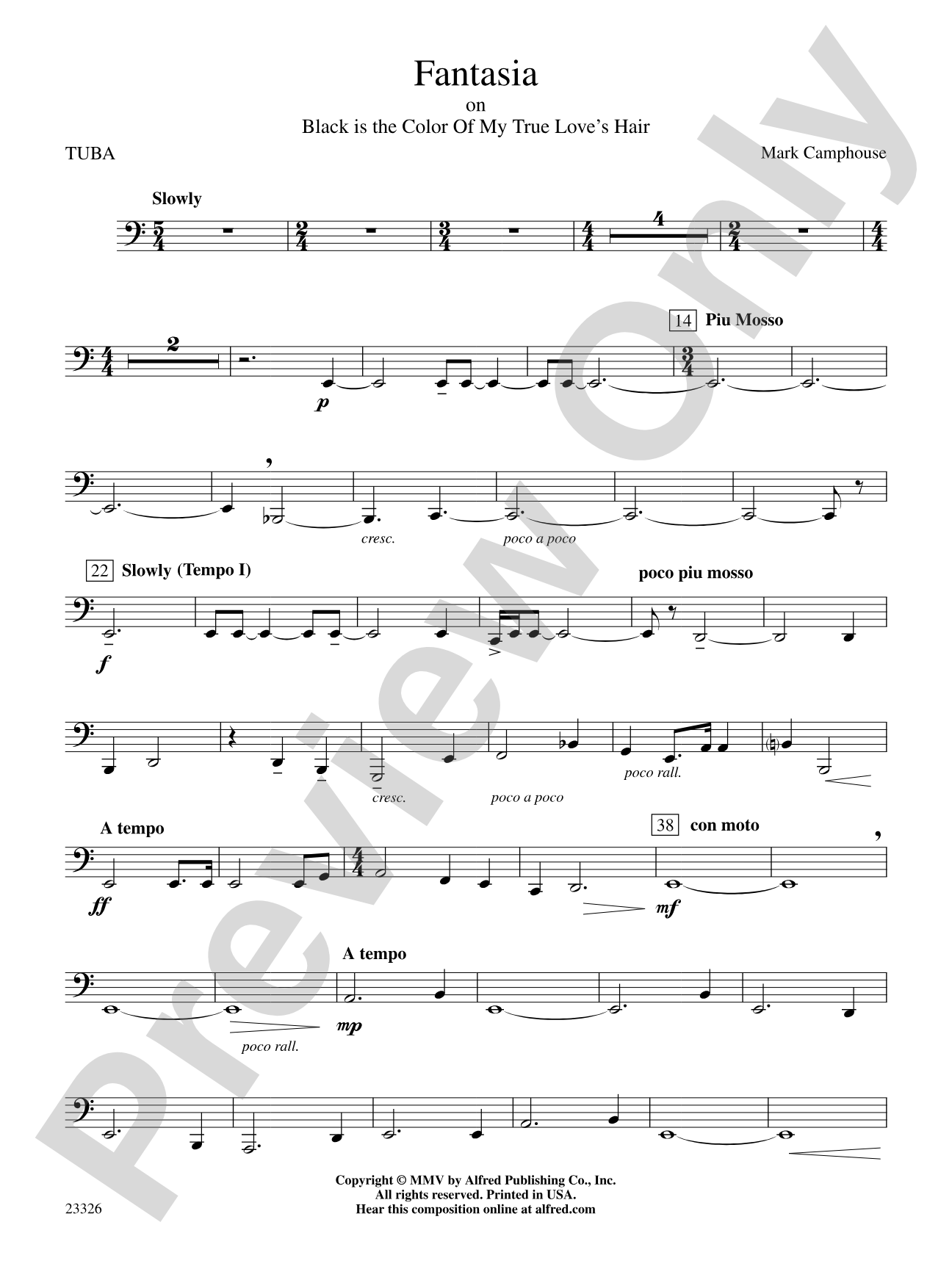 Fantasia (on "Black Is the Color of My True Love's Hair"): Tuba