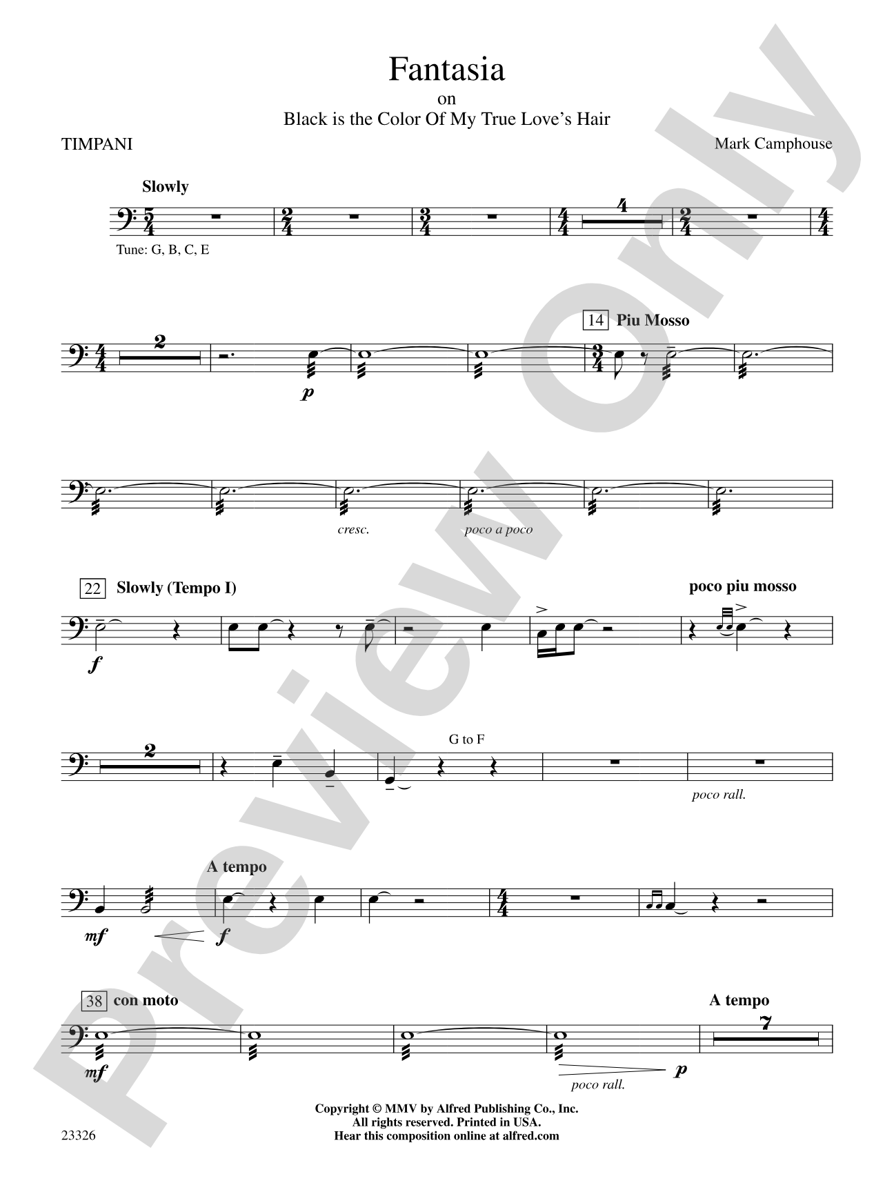 Fantasia (on "Black Is the Color of My True Love's Hair"): Timpani