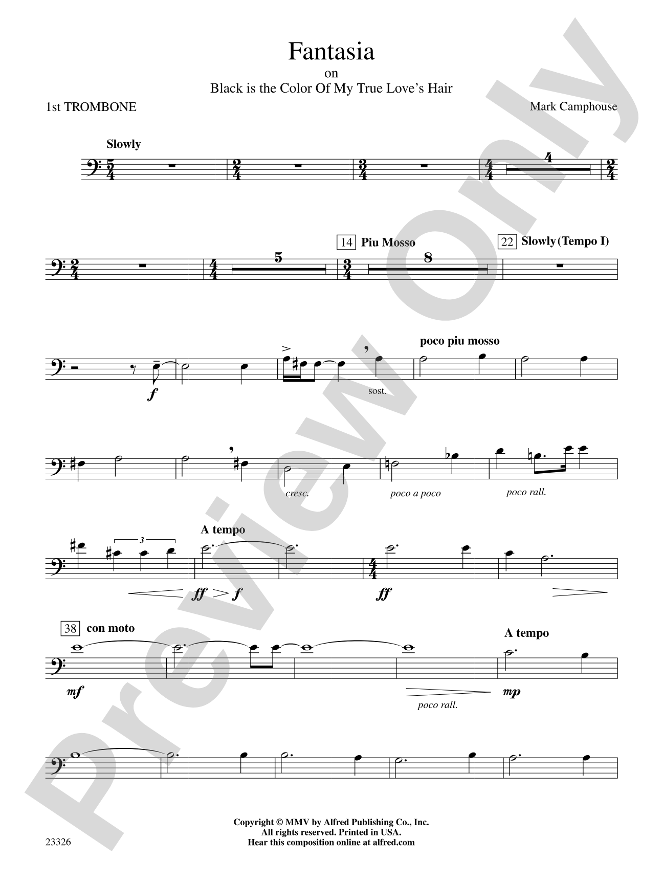 Fantasia (on "Black Is the Color of My True Love's Hair"): 1st Trombone