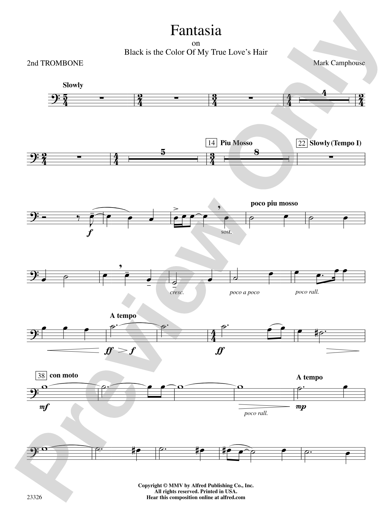 Fantasia (on "Black Is the Color of My True Love's Hair"): 2nd Trombone