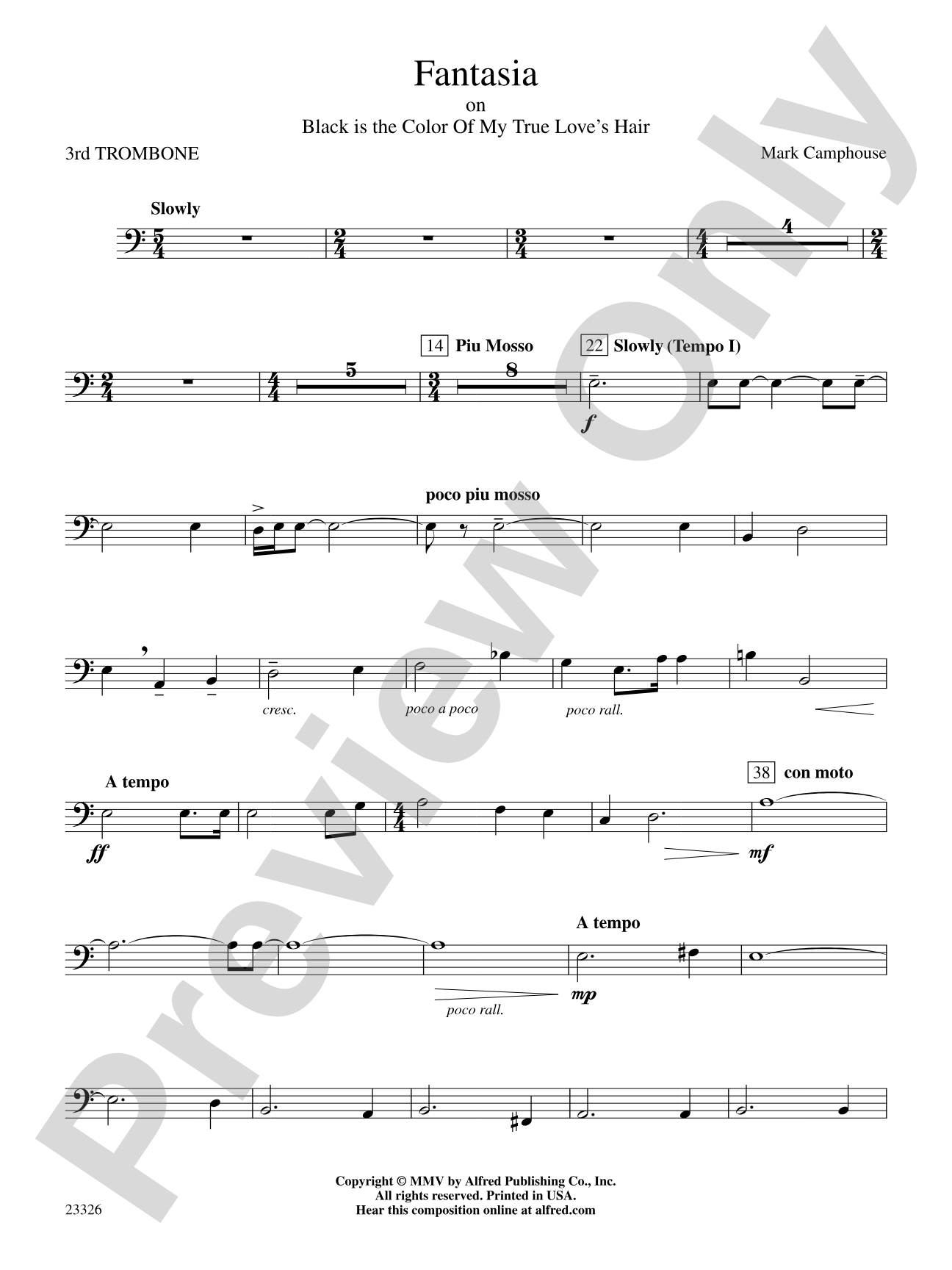 Fantasia (on "Black Is the Color of My True Love's Hair"): 3rd Trombone