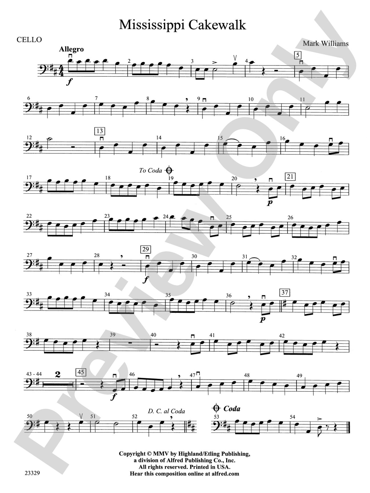 Mississippi Cakewalk: Cello