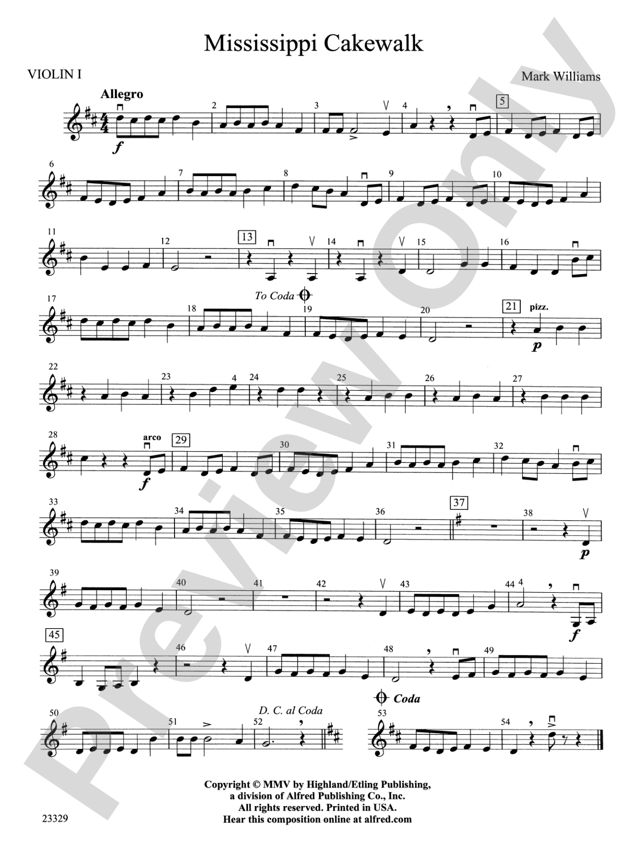 Mississippi Cakewalk: 1st Violin