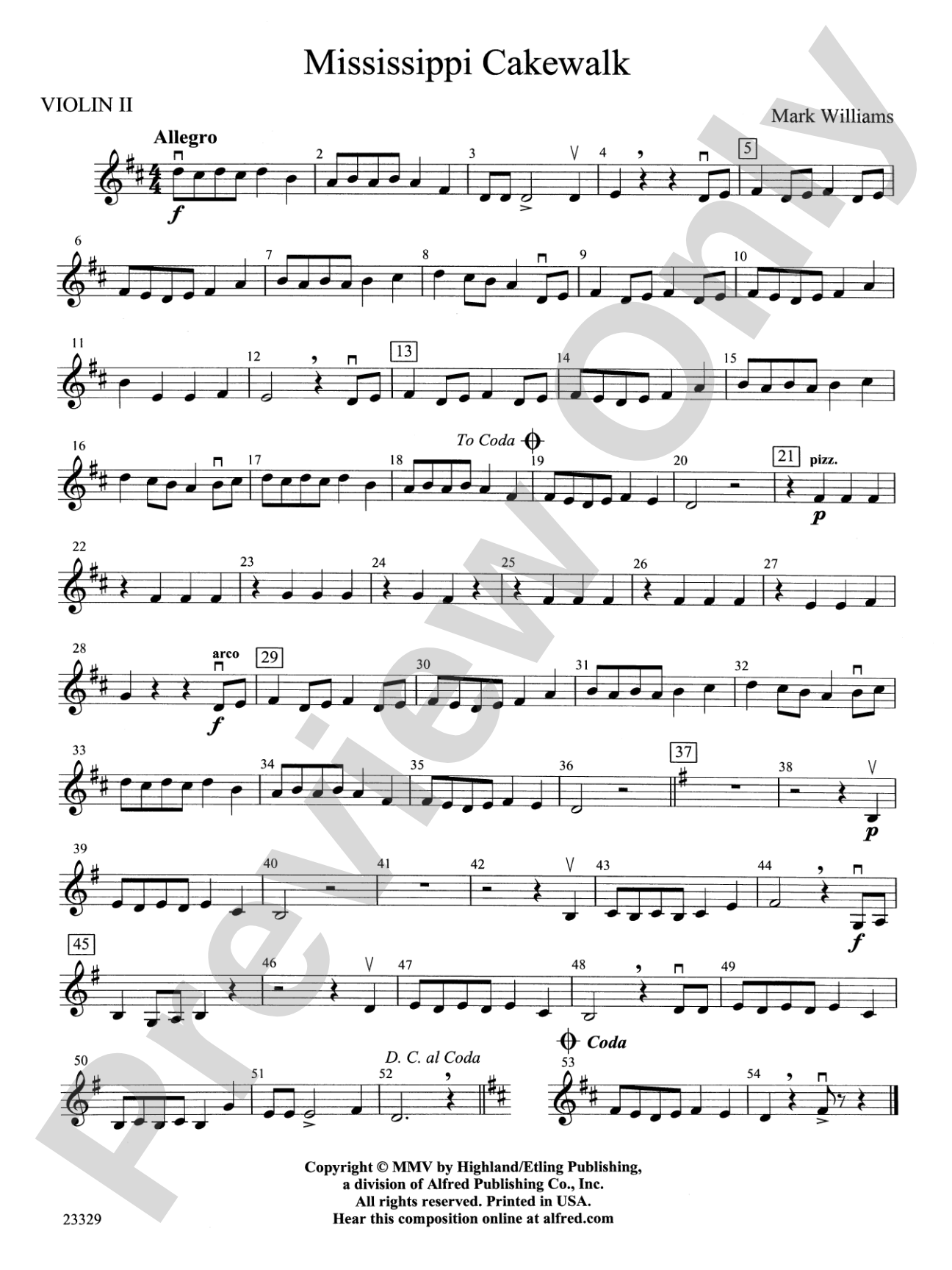 Mississippi Cakewalk: 2nd Violin