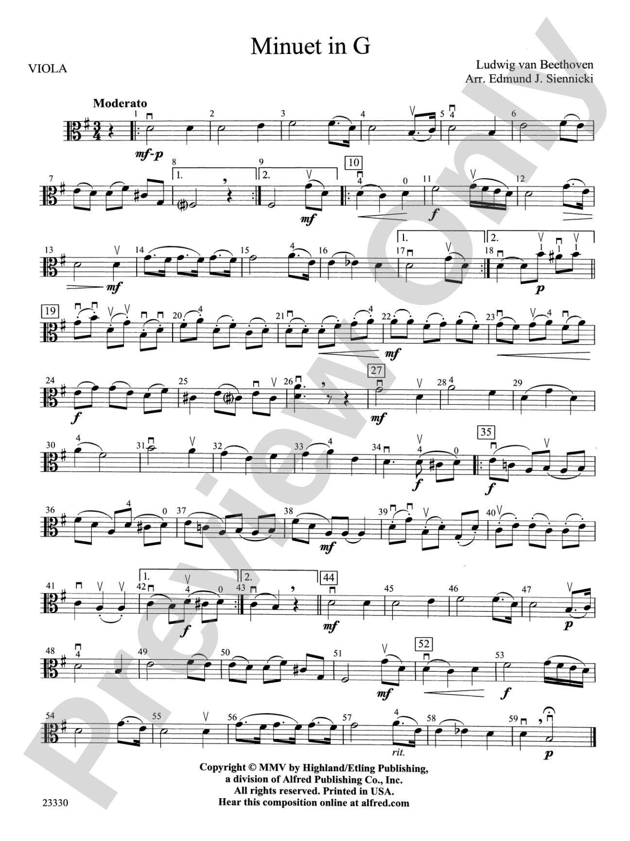 Minuet in G: Viola