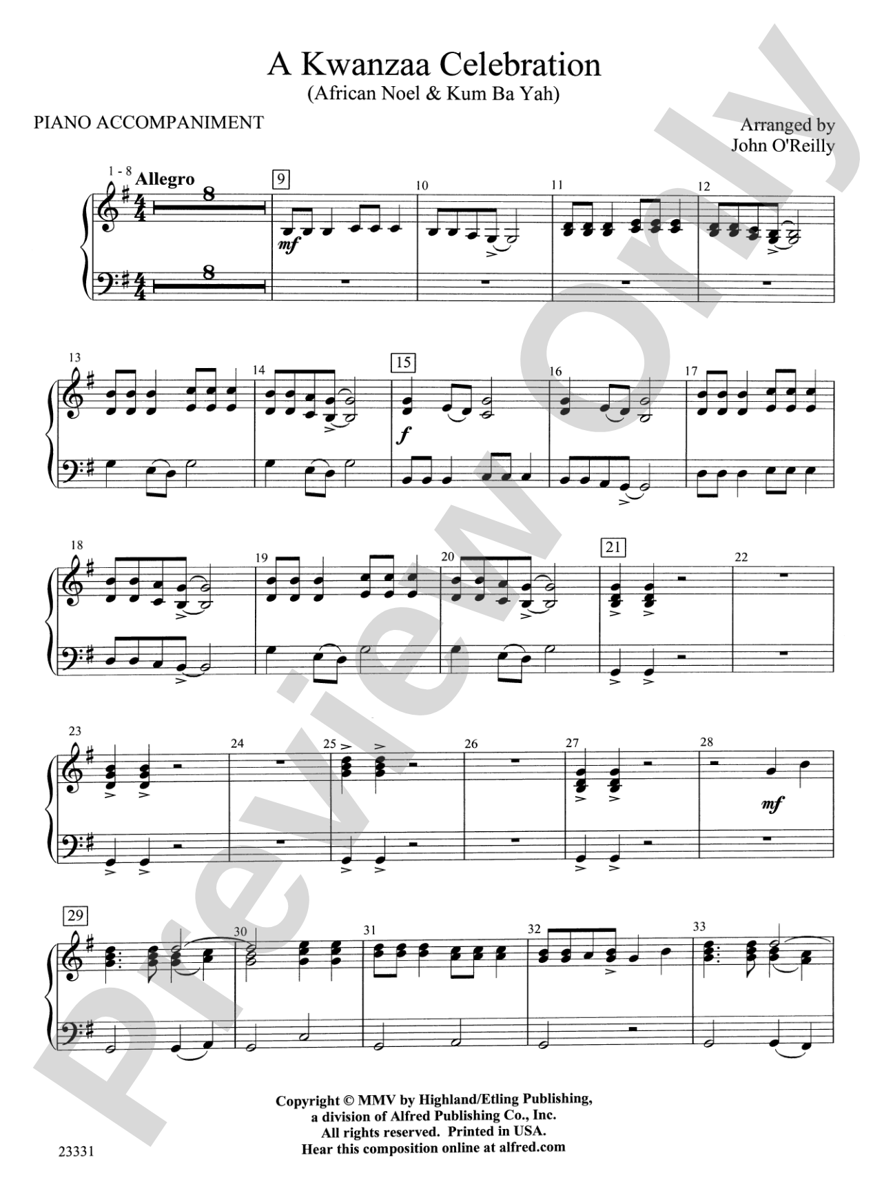 A Kwanzaa Celebration: Piano Accompaniment