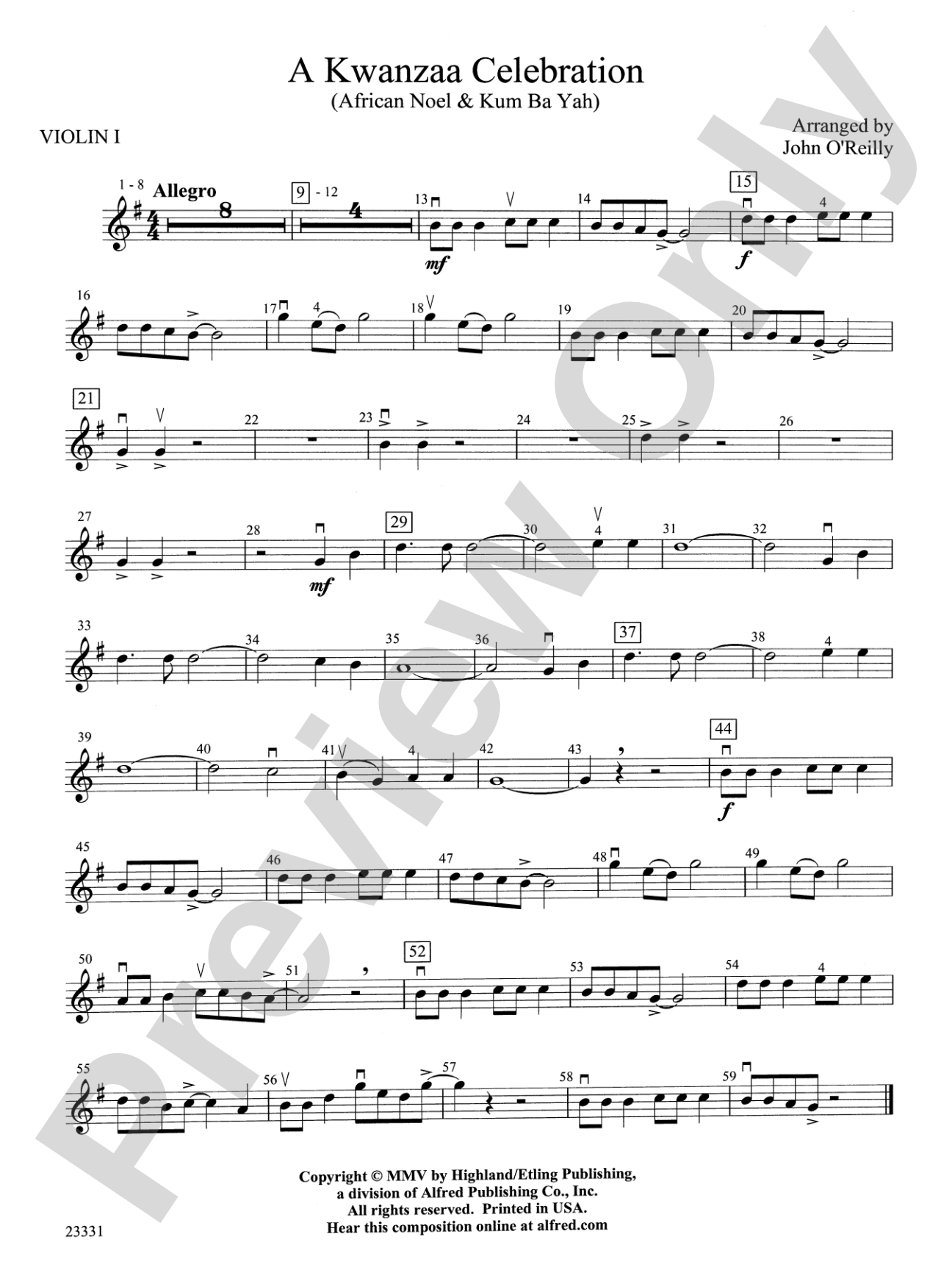 A Kwanzaa Celebration: 1st Violin