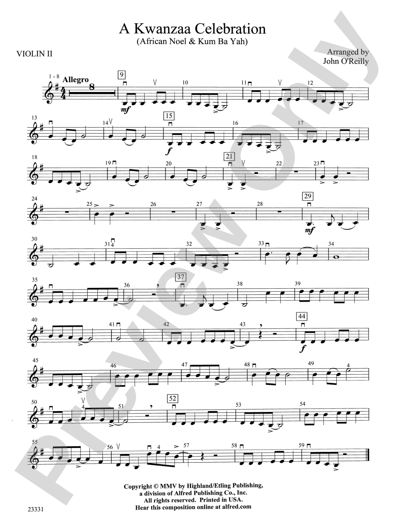 A Kwanzaa Celebration: 2nd Violin