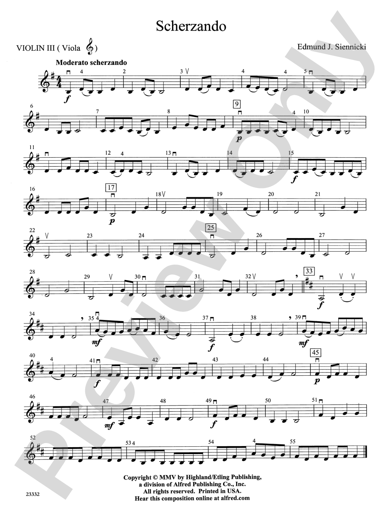 Scherzando: 3rd Violin (Viola [TC])