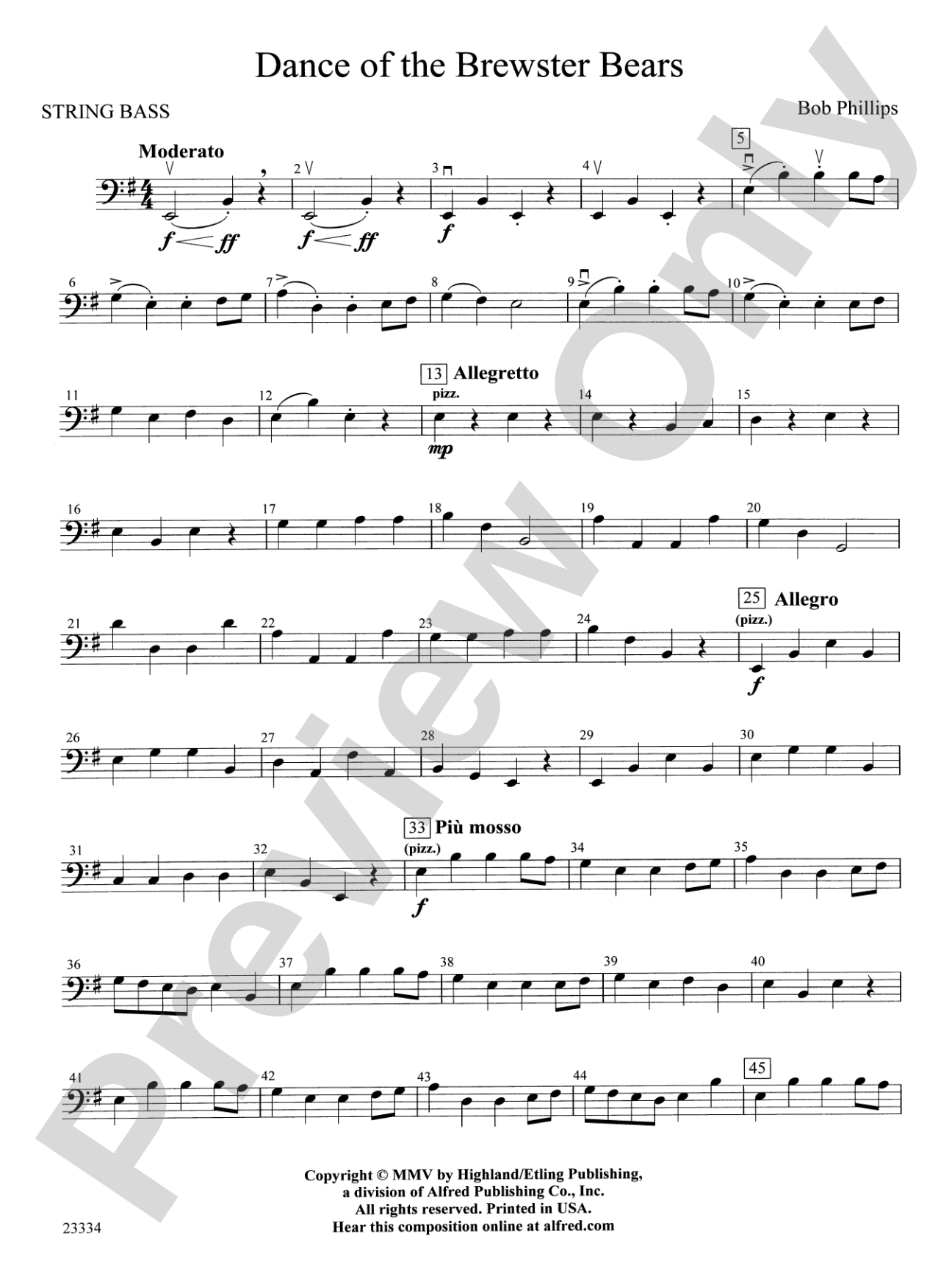 Dance of the Brewster Bears: String Bass
