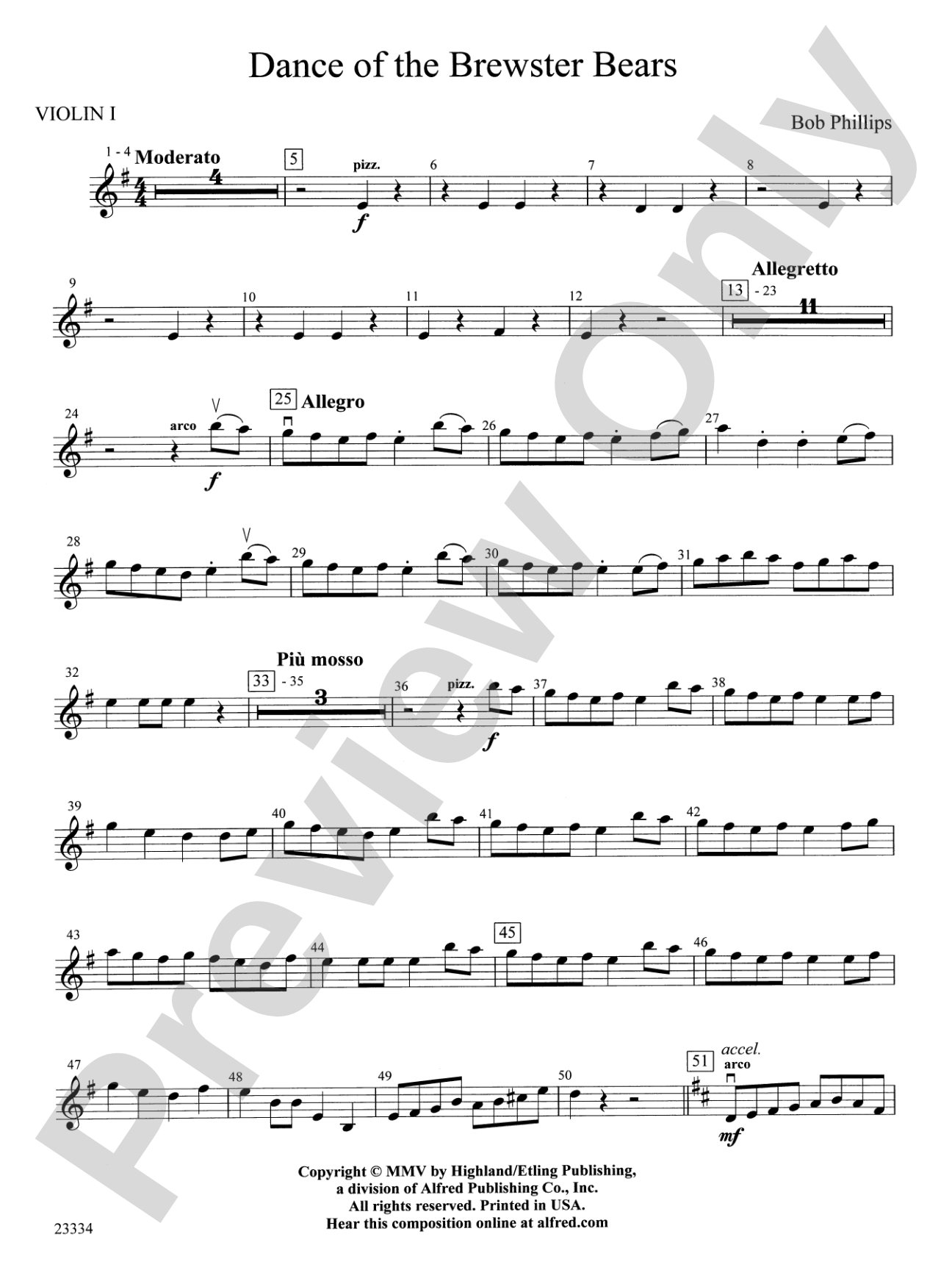 Dance of the Brewster Bears: 1st Violin