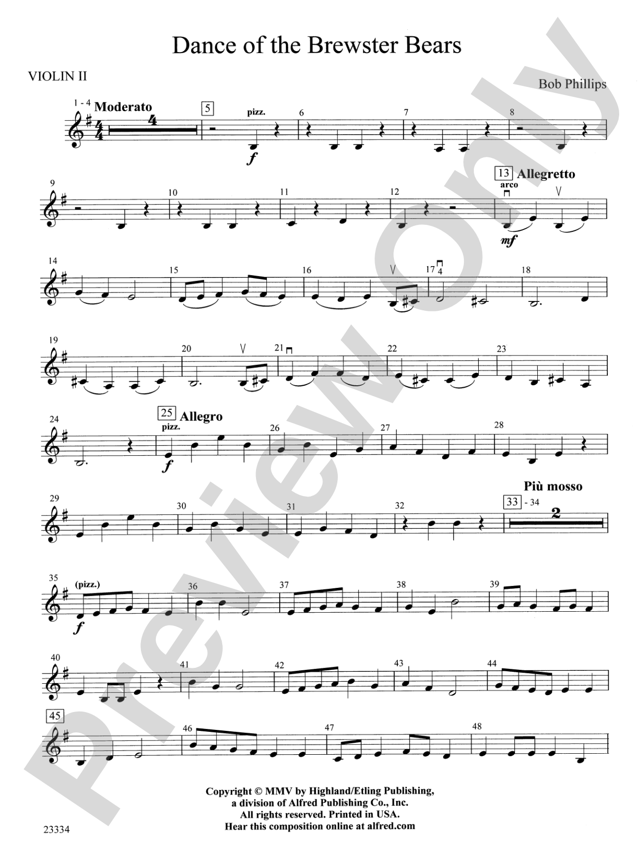 Dance of the Brewster Bears: 2nd Violin