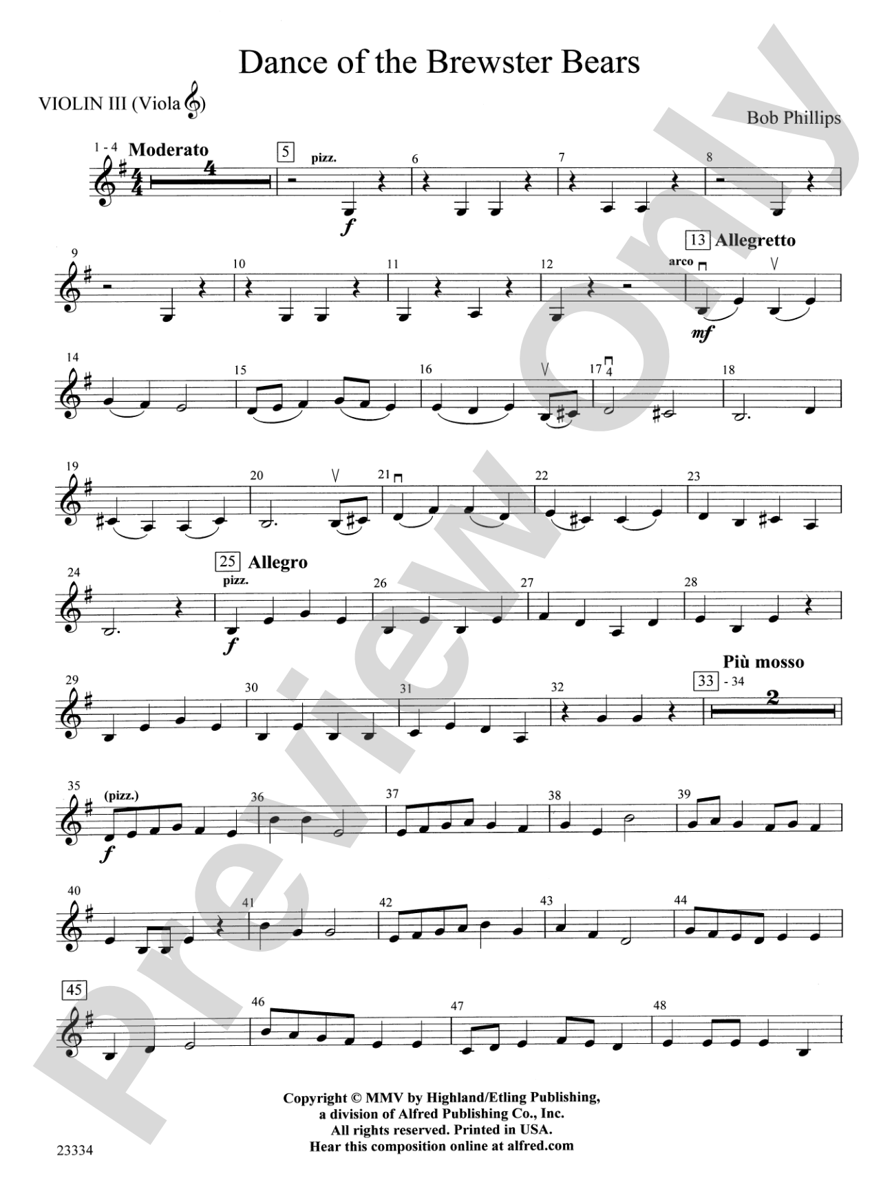 Dance of the Brewster Bears: 3rd Violin (Viola [TC])