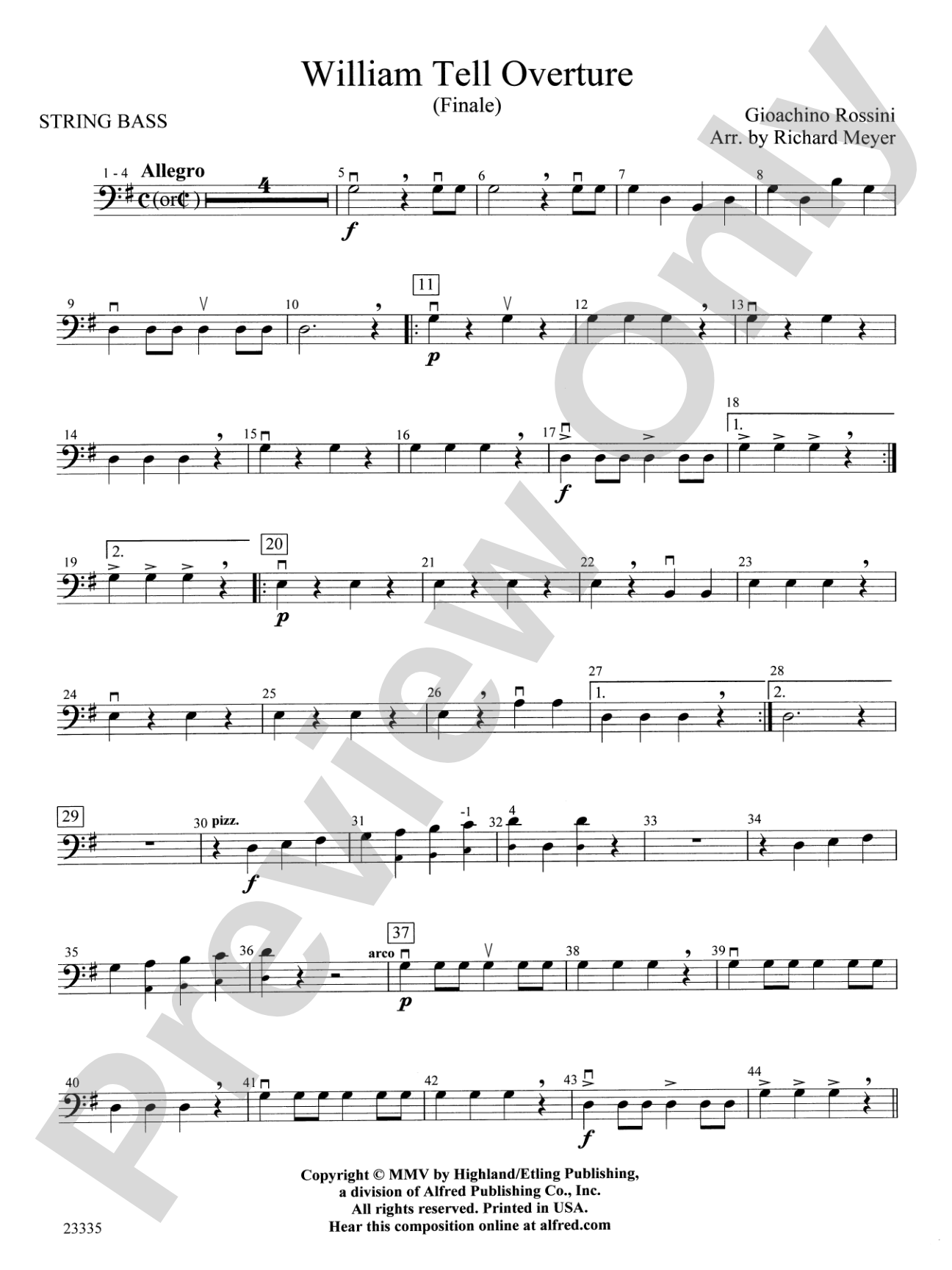 William Tell Overture: String Bass