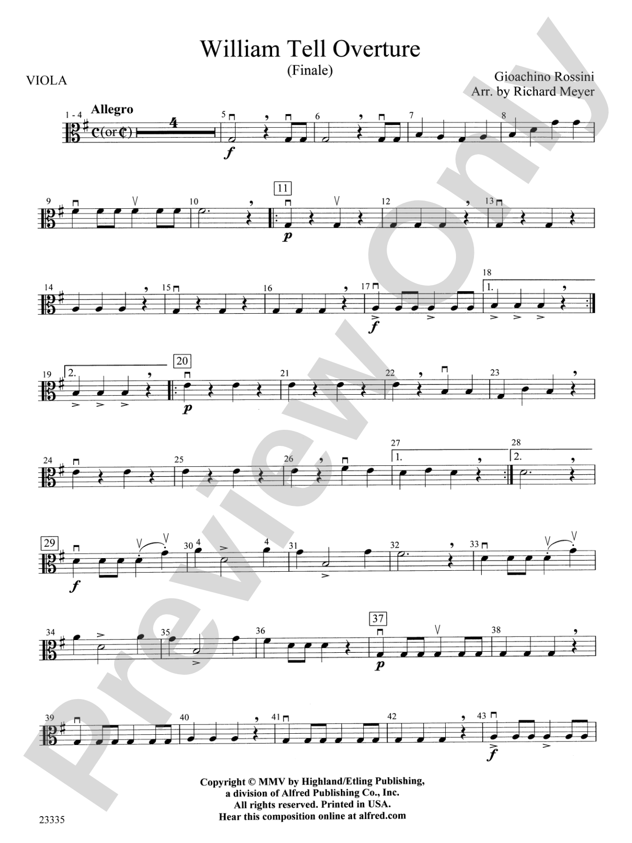 William Tell Overture: Viola