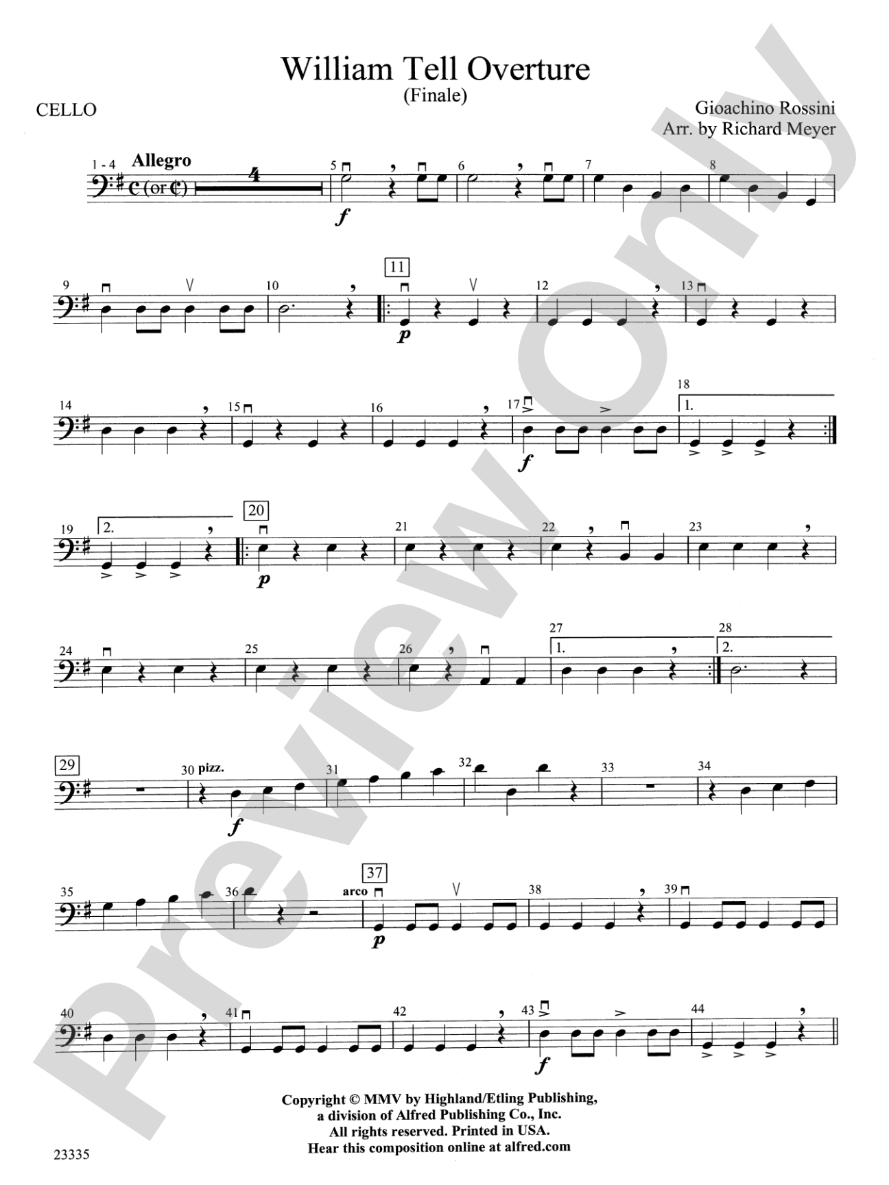 William Tell Overture: Cello