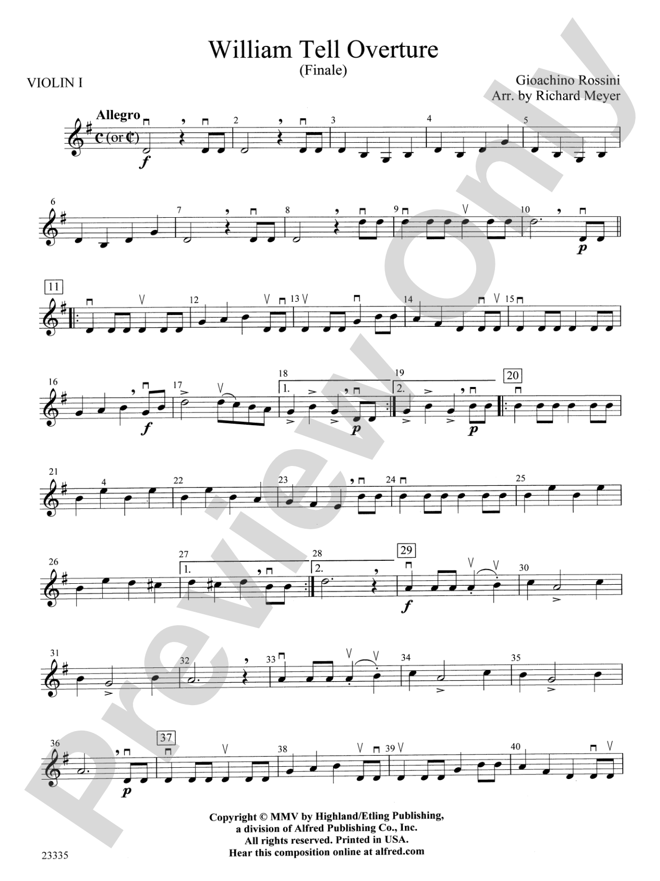 William Tell Overture: 1st Violin