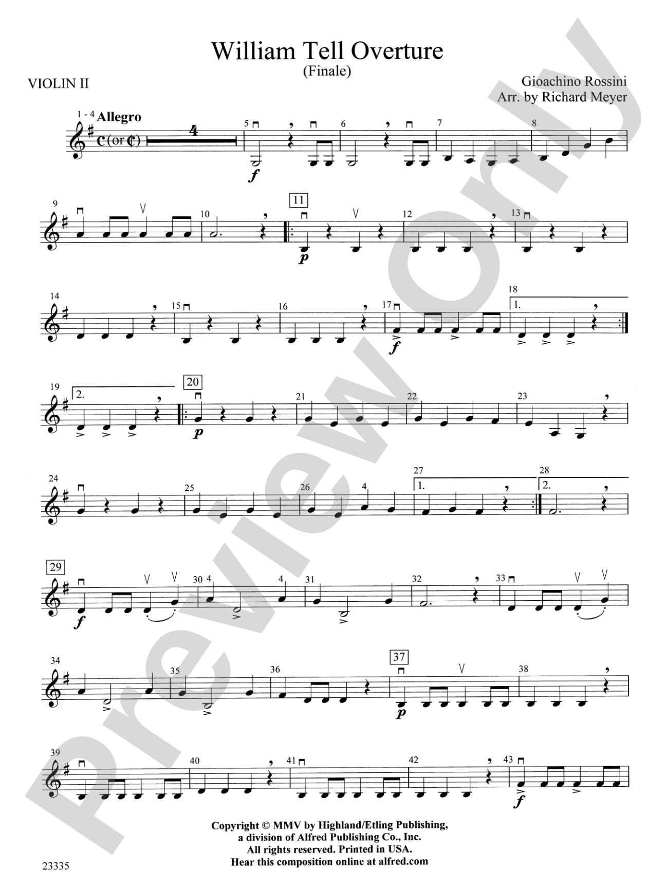 William Tell Overture: 2nd Violin