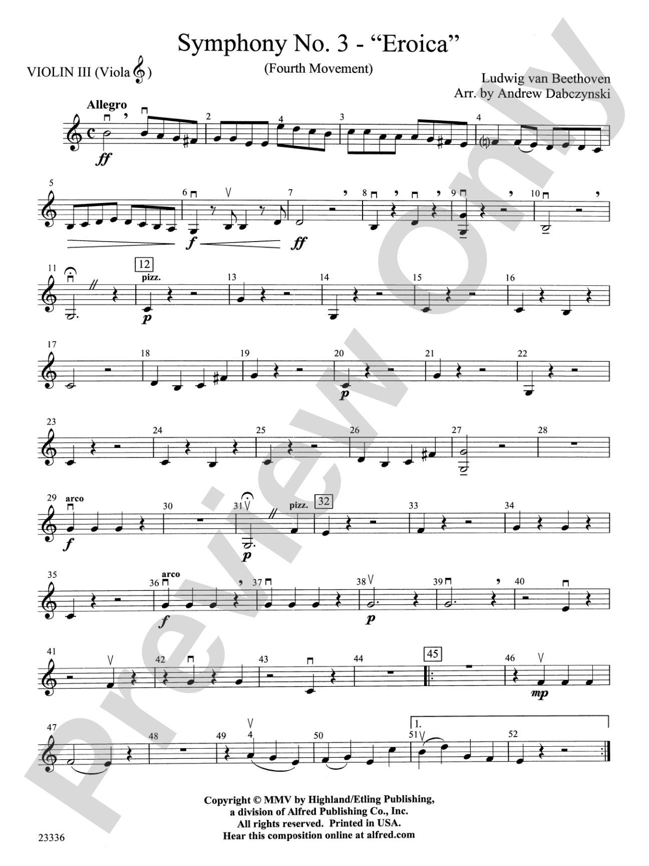 Symphony No. 3 - Eroica (4th Movement): 3rd Violin (Viola [TC])