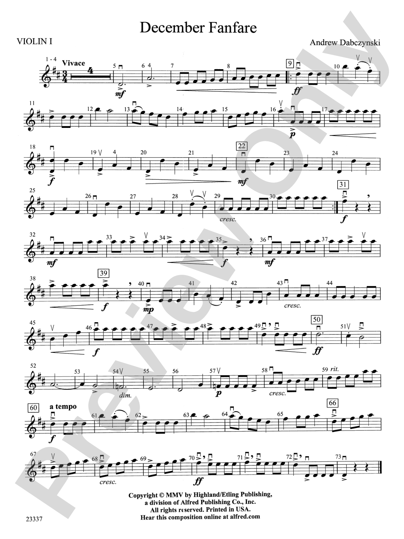 December Fanfare: 1st Violin