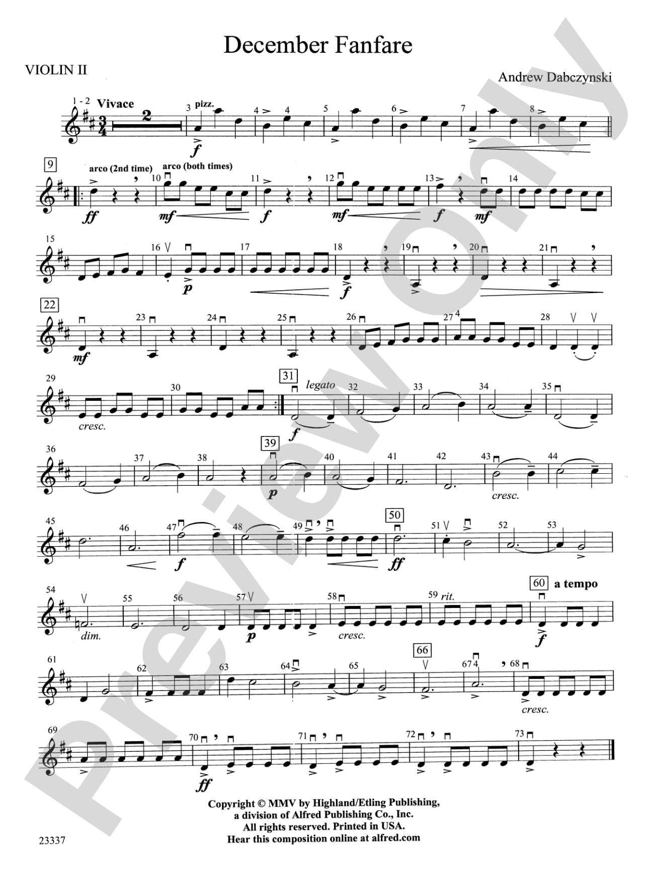 December Fanfare: 2nd Violin
