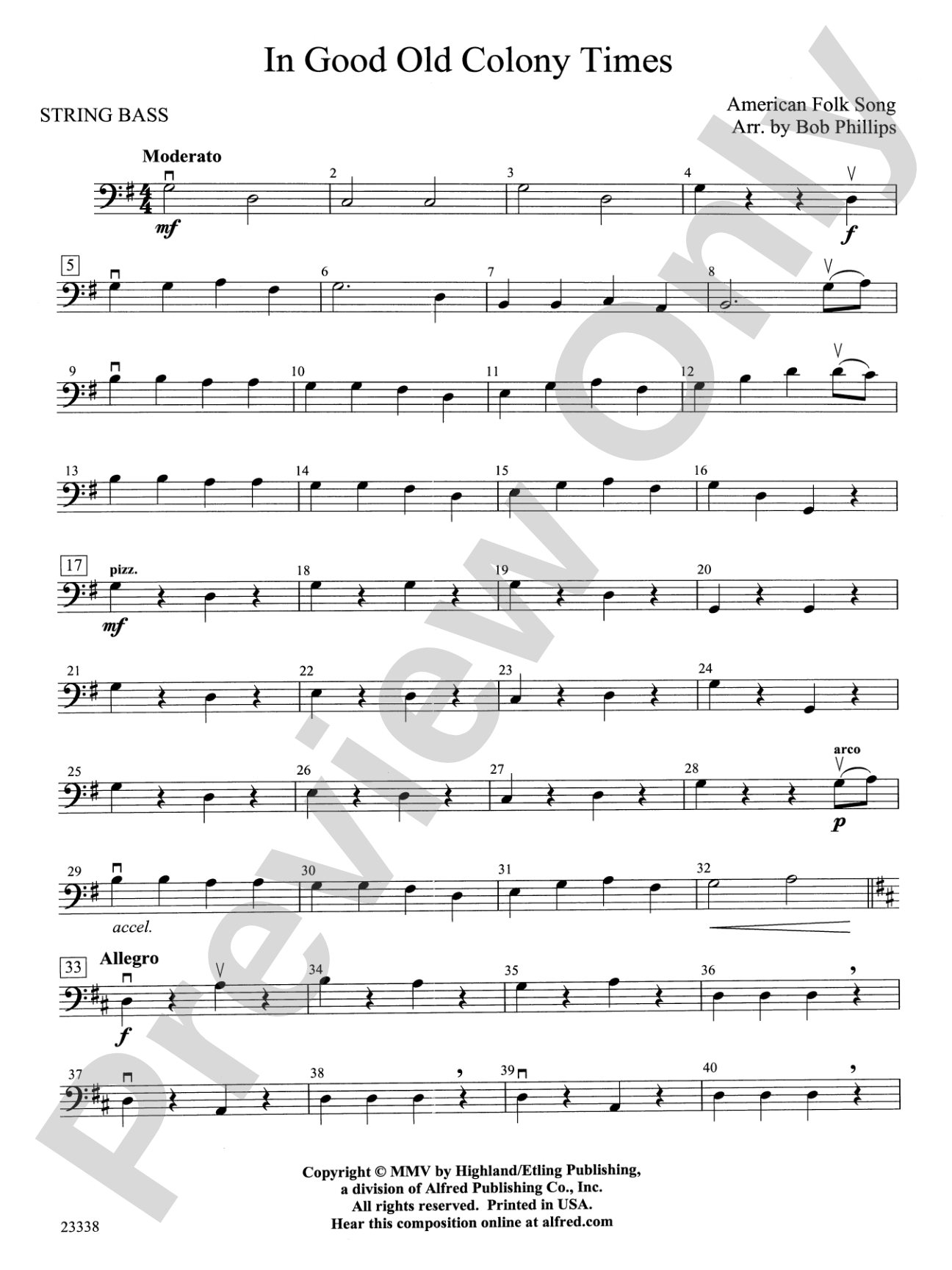 In Good Old Colony Times: String Bass