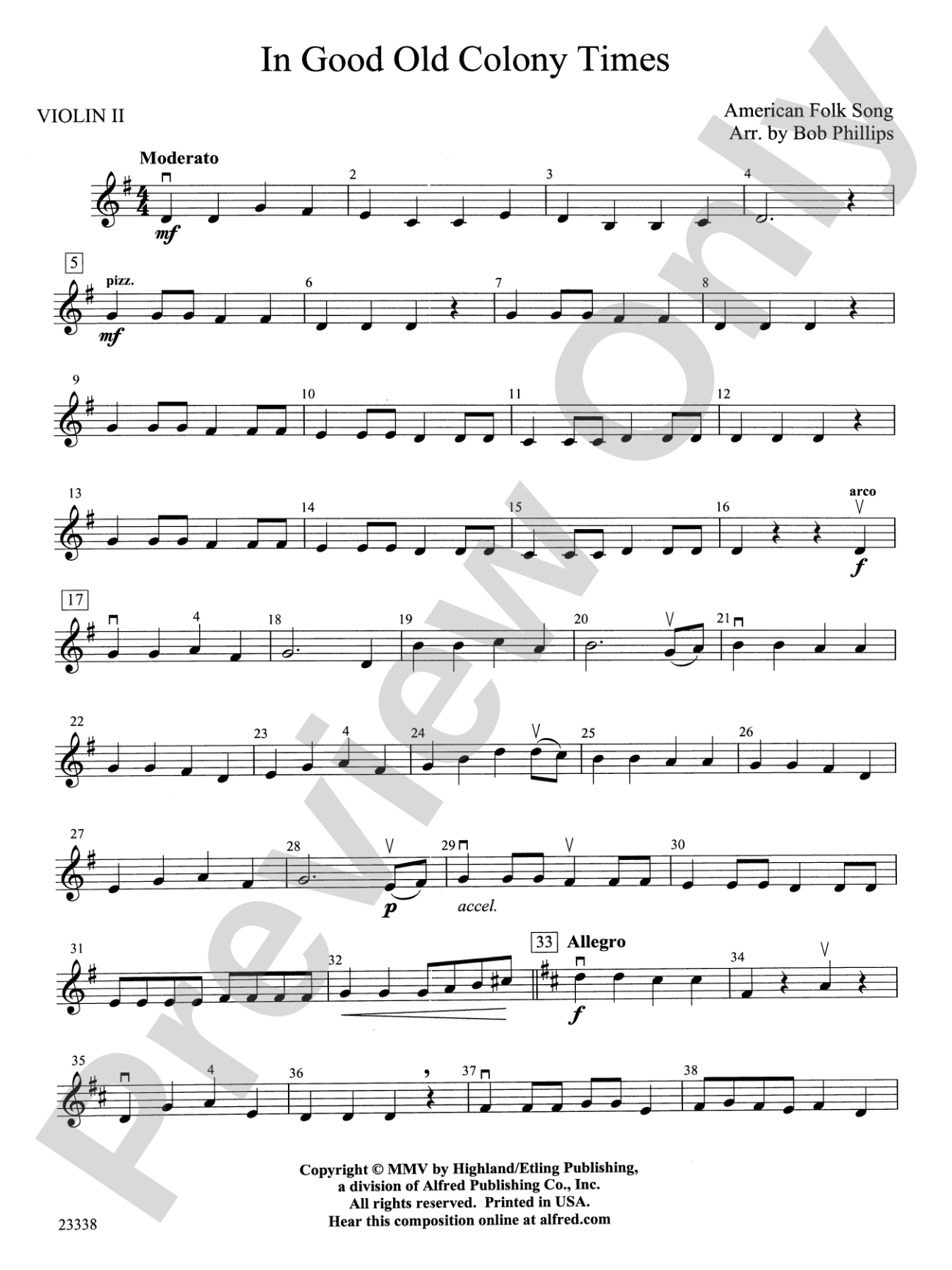 In Good Old Colony Times: 2nd Violin