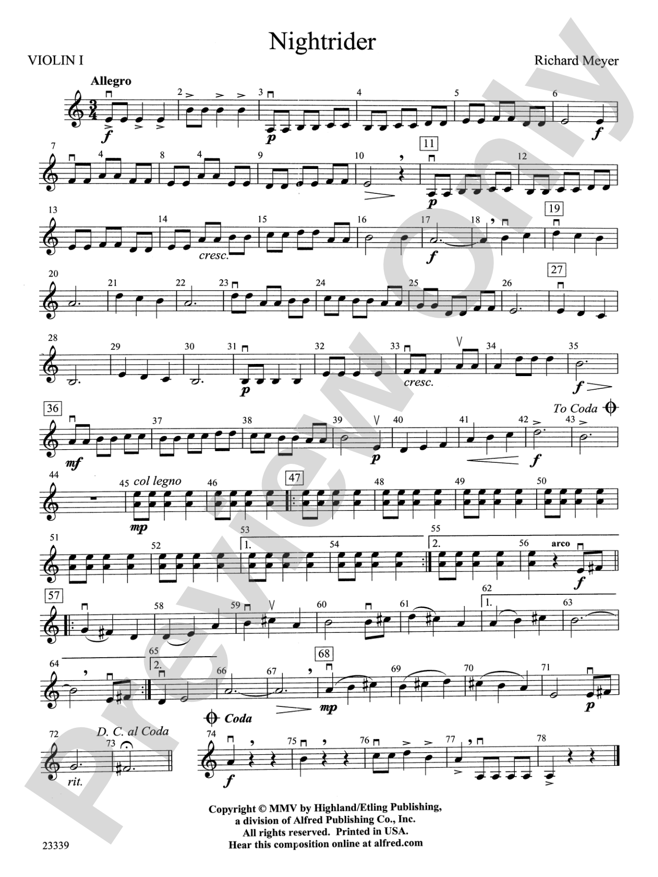 Nightrider: 1st Violin