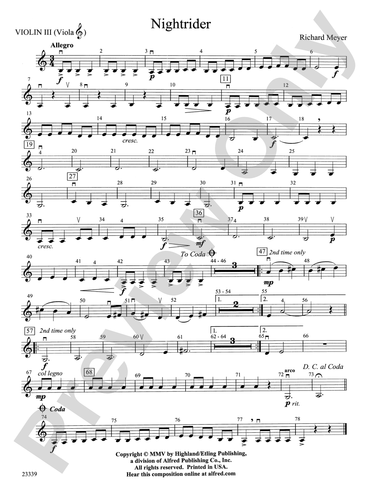 Nightrider: 3rd Violin (Viola [TC])