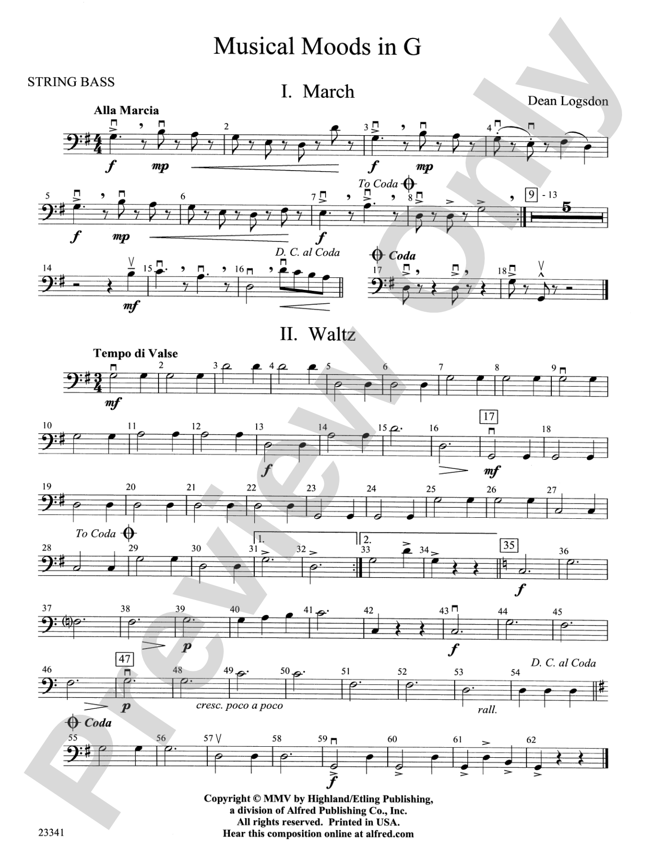 Musical Moods in G: String Bass