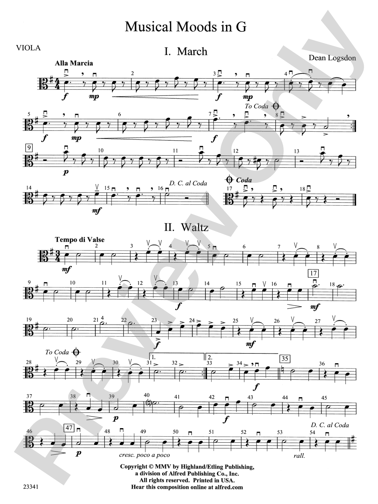 Musical Moods in G: Viola