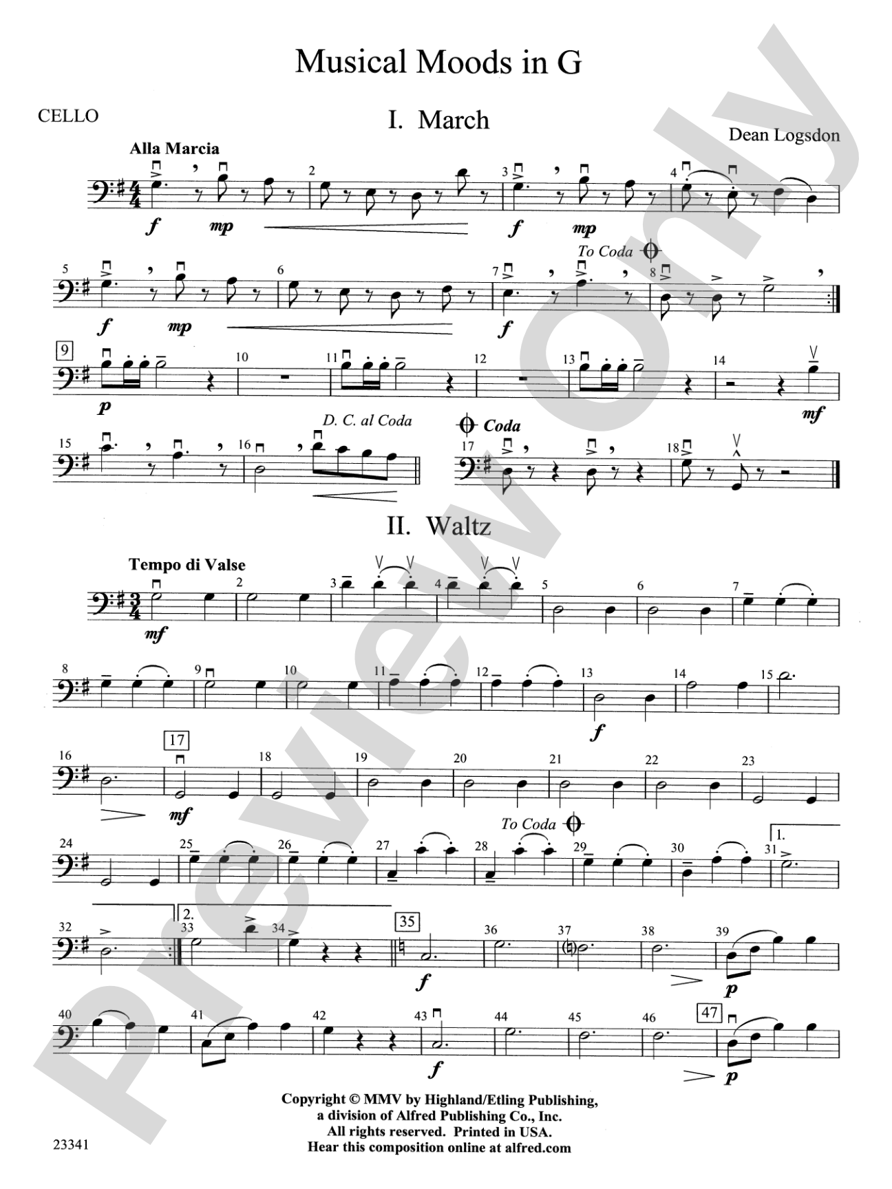 Musical Moods in G: Cello