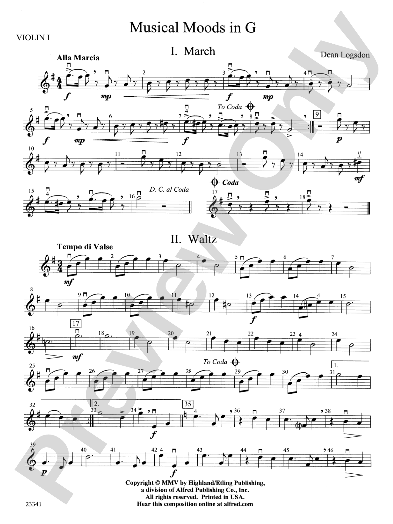 Musical Moods in G: 1st Violin