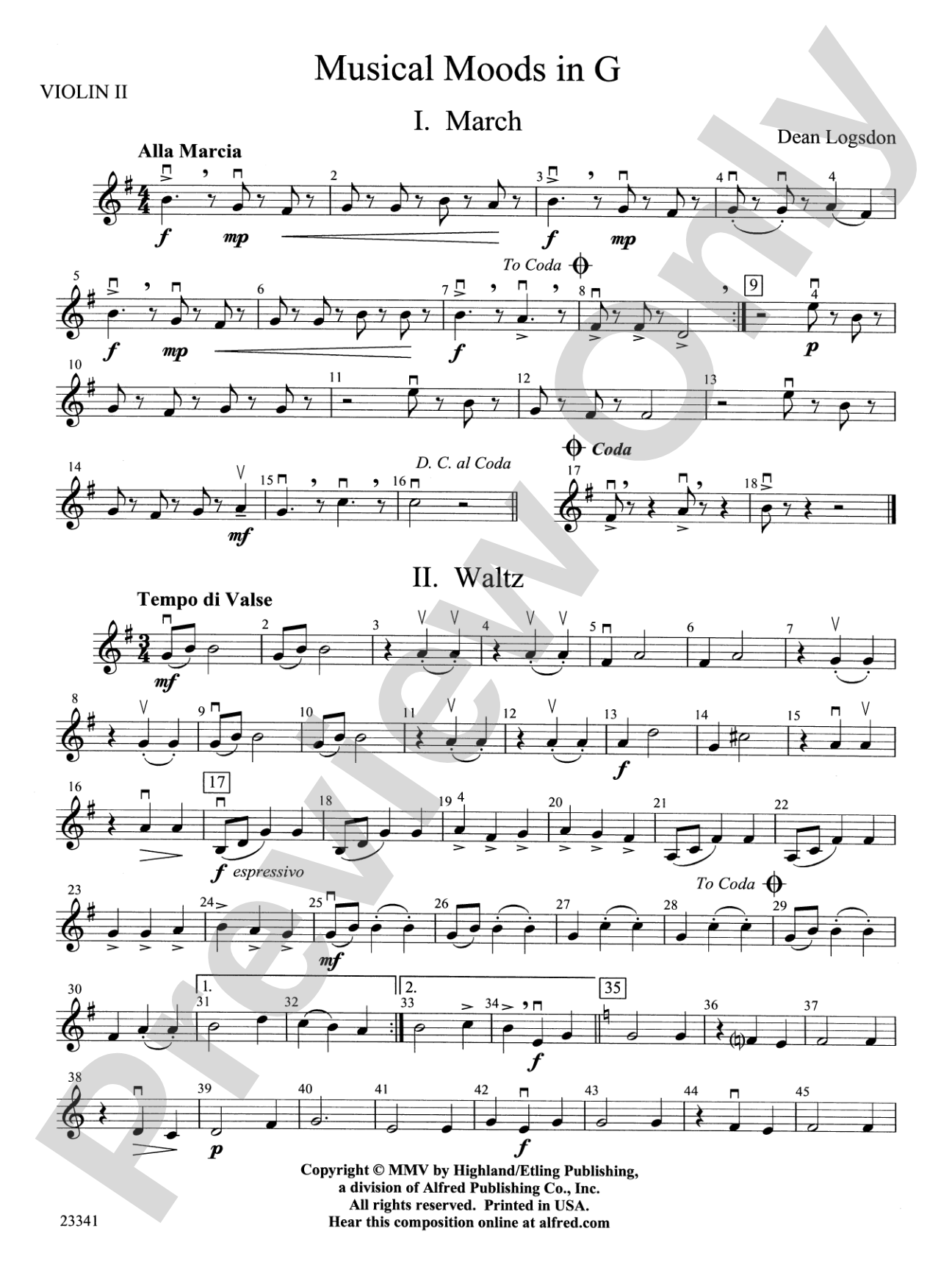 Musical Moods in G: 2nd Violin