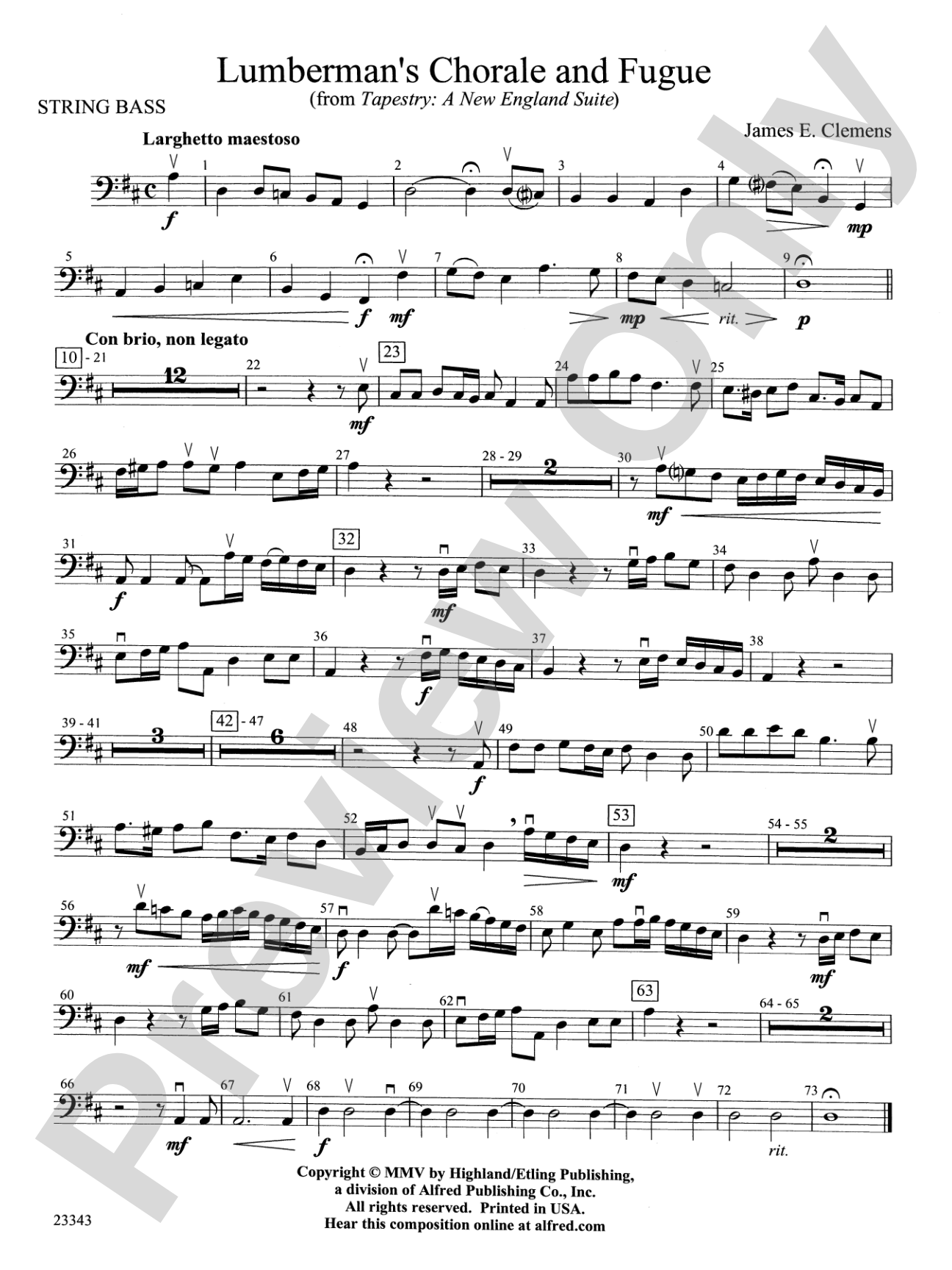 Lumberman's Chorale and Fugue: String Bass