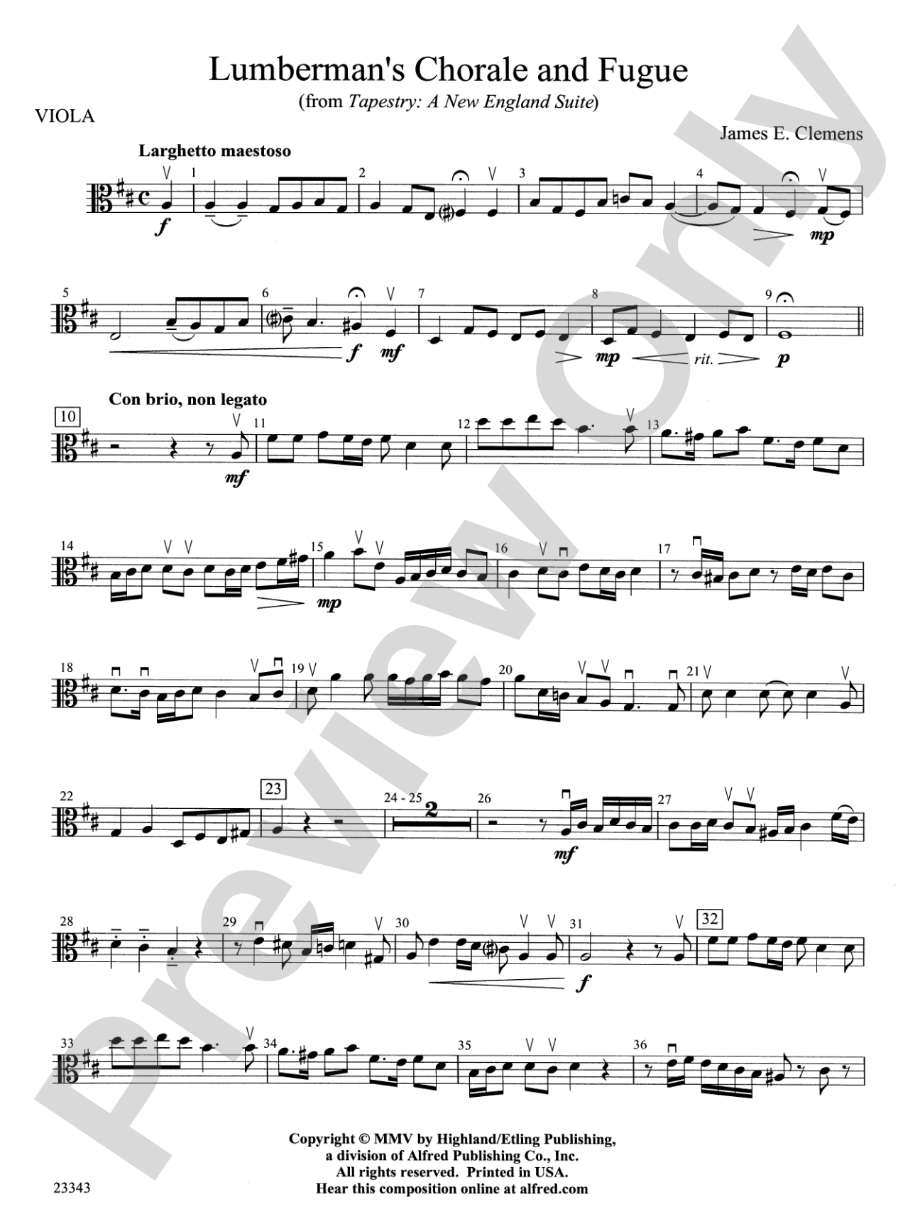 Lumberman's Chorale and Fugue: Viola