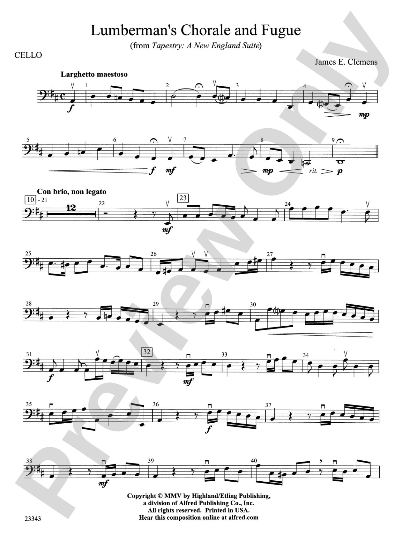 Lumberman's Chorale and Fugue: Cello