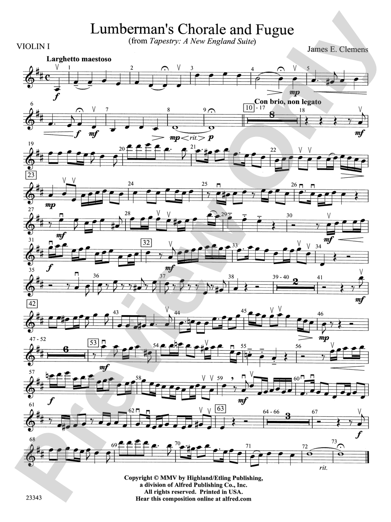 Lumberman's Chorale and Fugue: 1st Violin