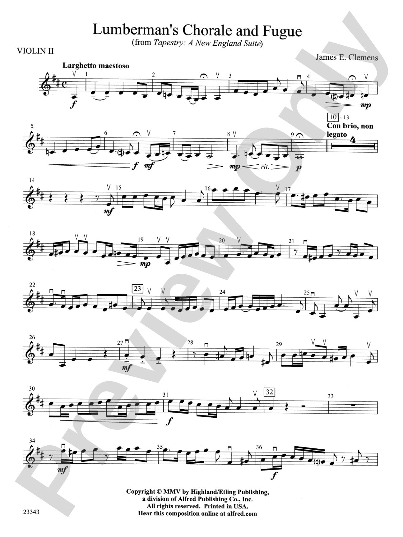 Lumberman's Chorale and Fugue: 2nd Violin
