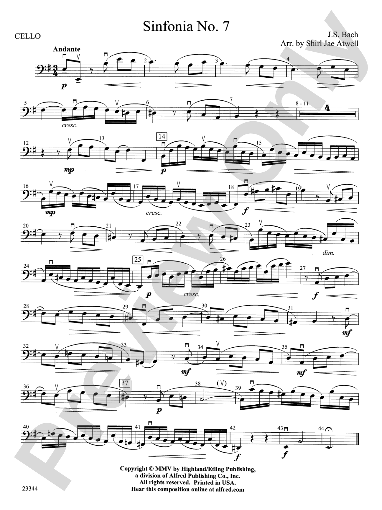 Sinfonia No. 7: Cello