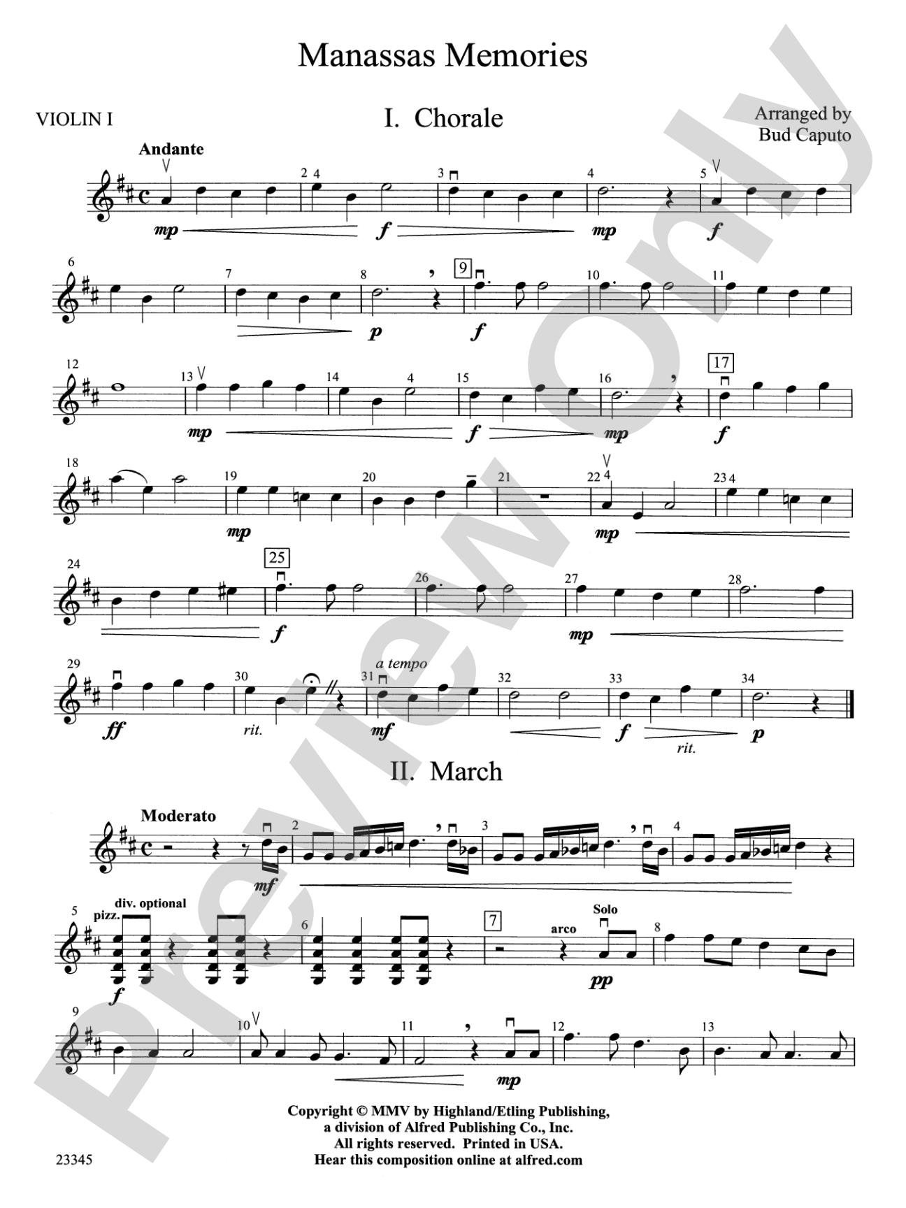 Manassas Memories: 1st Violin