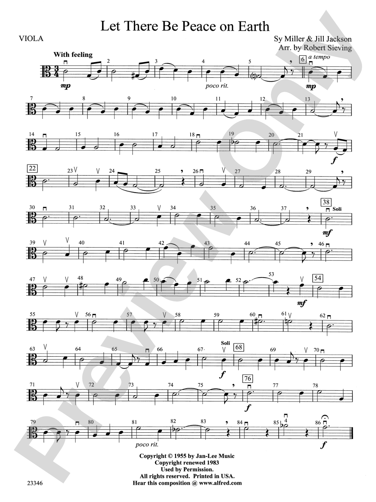 Let There Be Peace on Earth: Viola