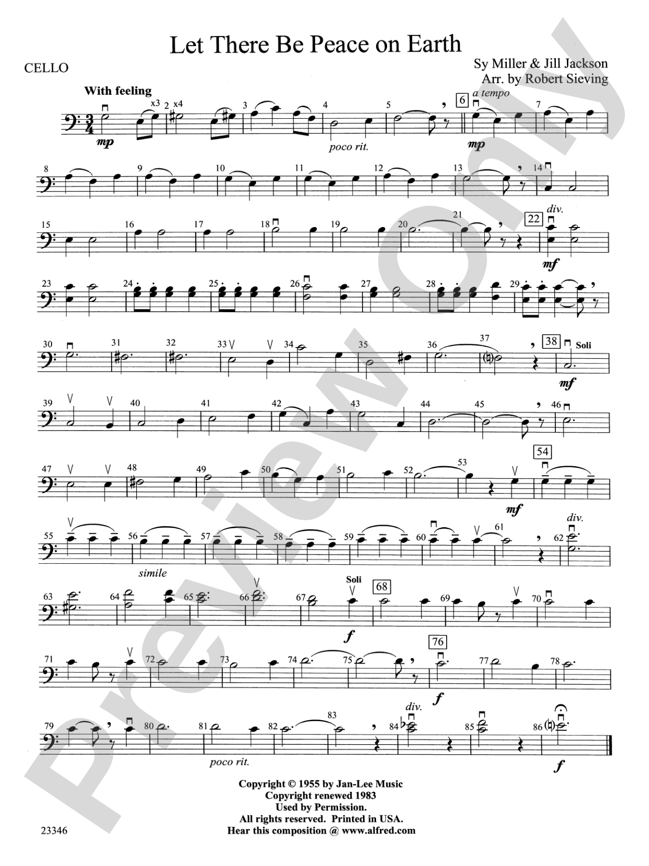 Let There Be Peace on Earth: Cello