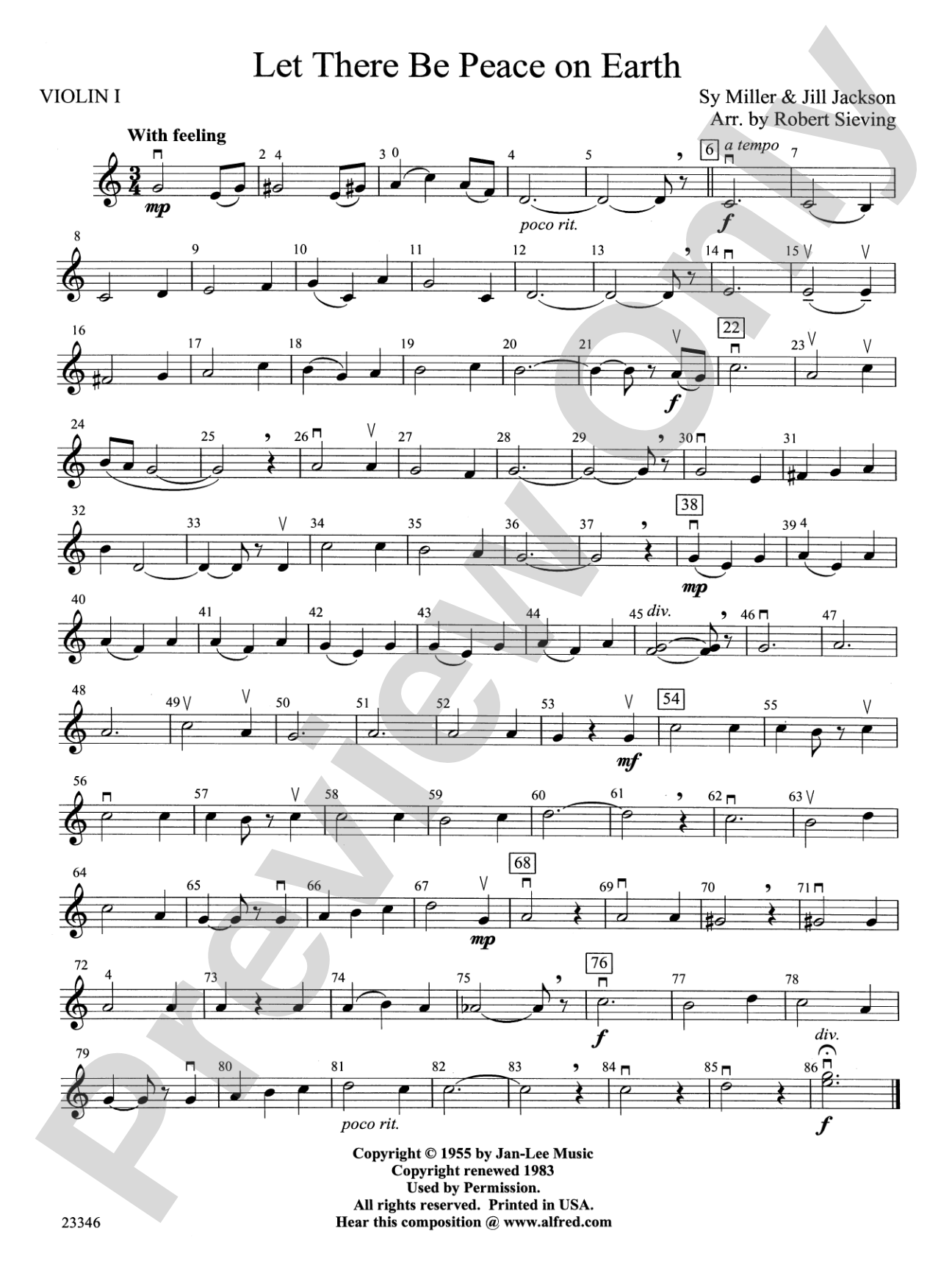 Let There Be Peace on Earth: 1st Violin